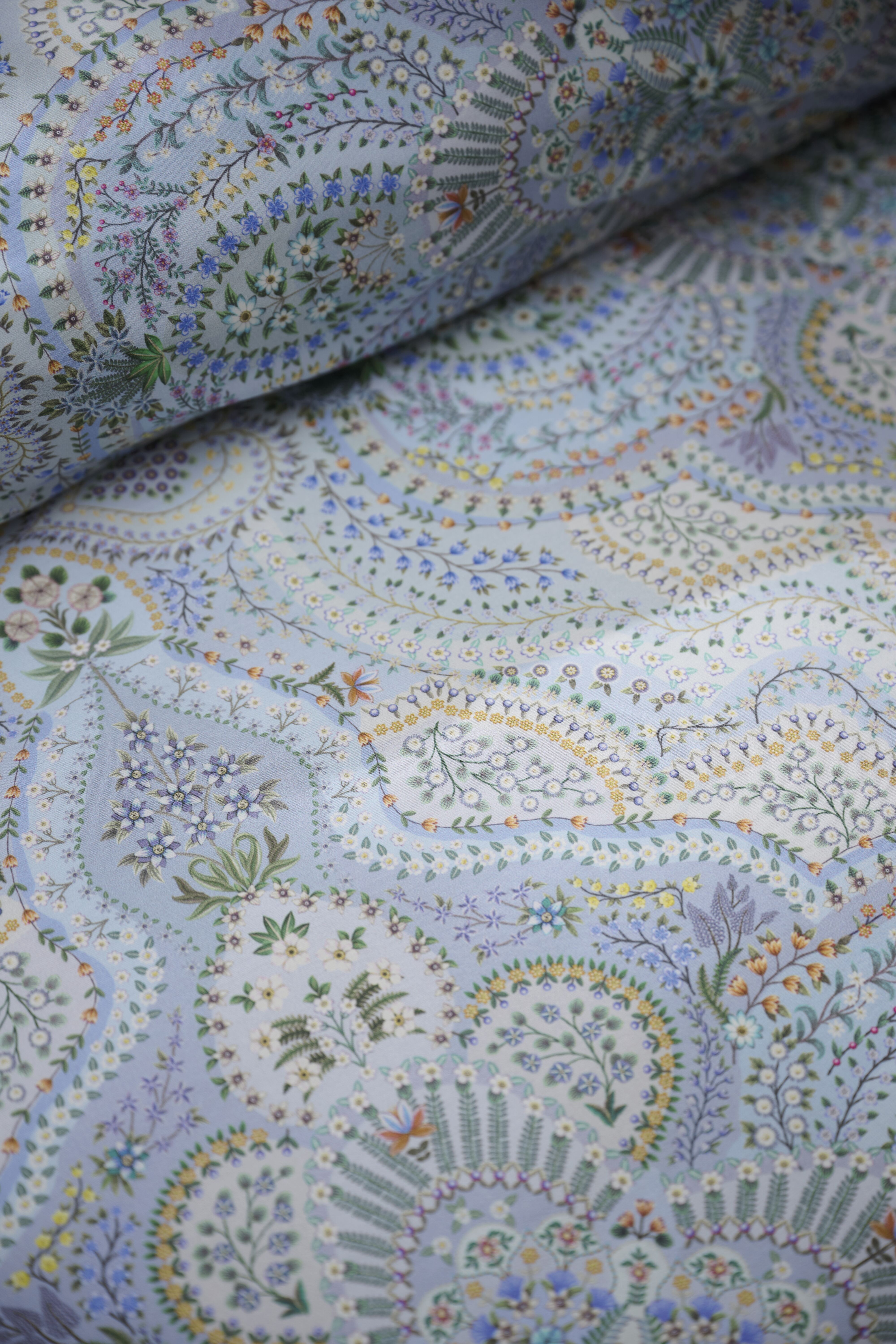 Conjunto de Capa de Edredão de Algodão Moon Flower Azul-4