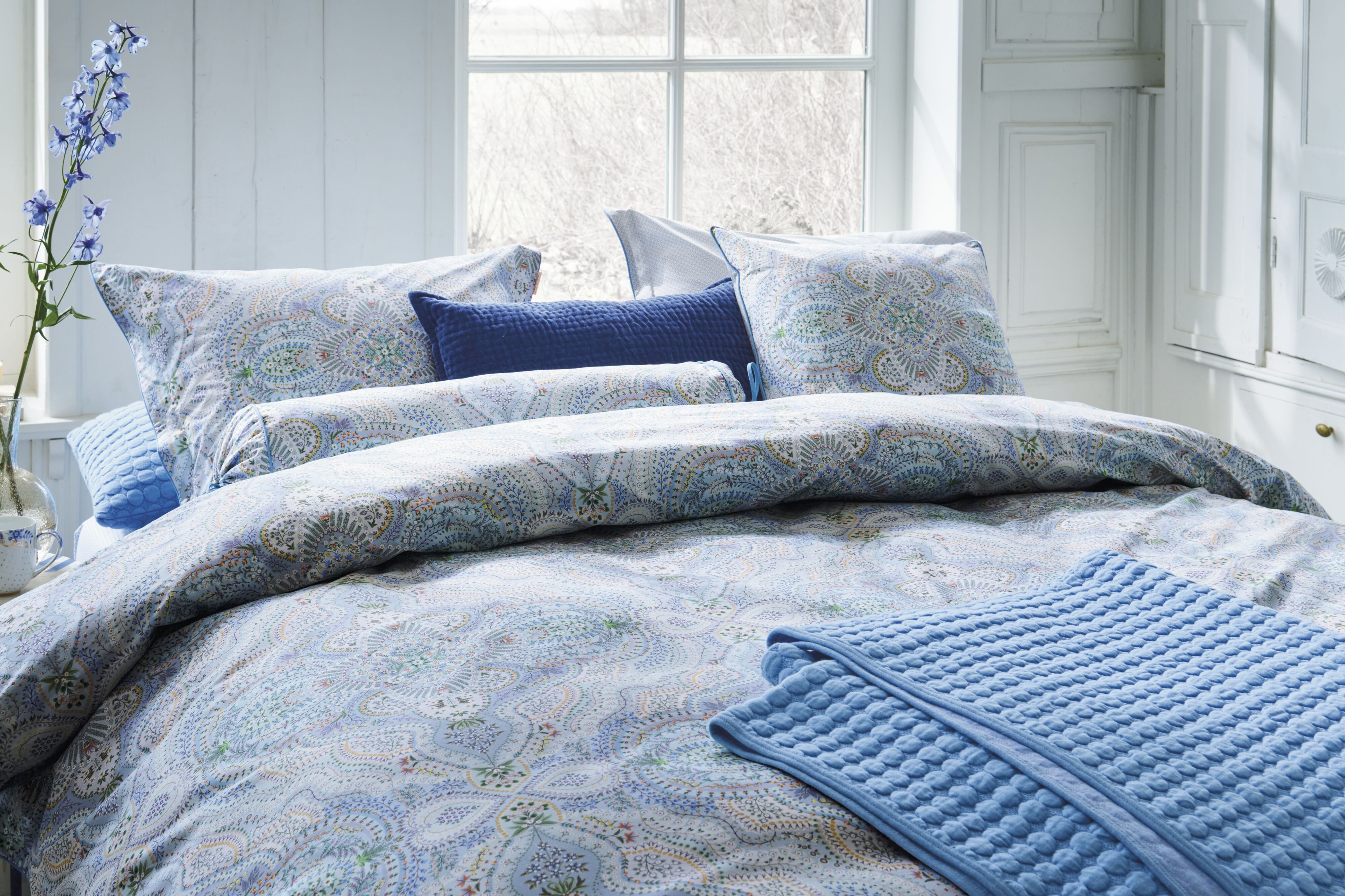 Juego de funda nórdica algodón Moon Flower Pip Studio - Azul Cama 180 cm Azul-1