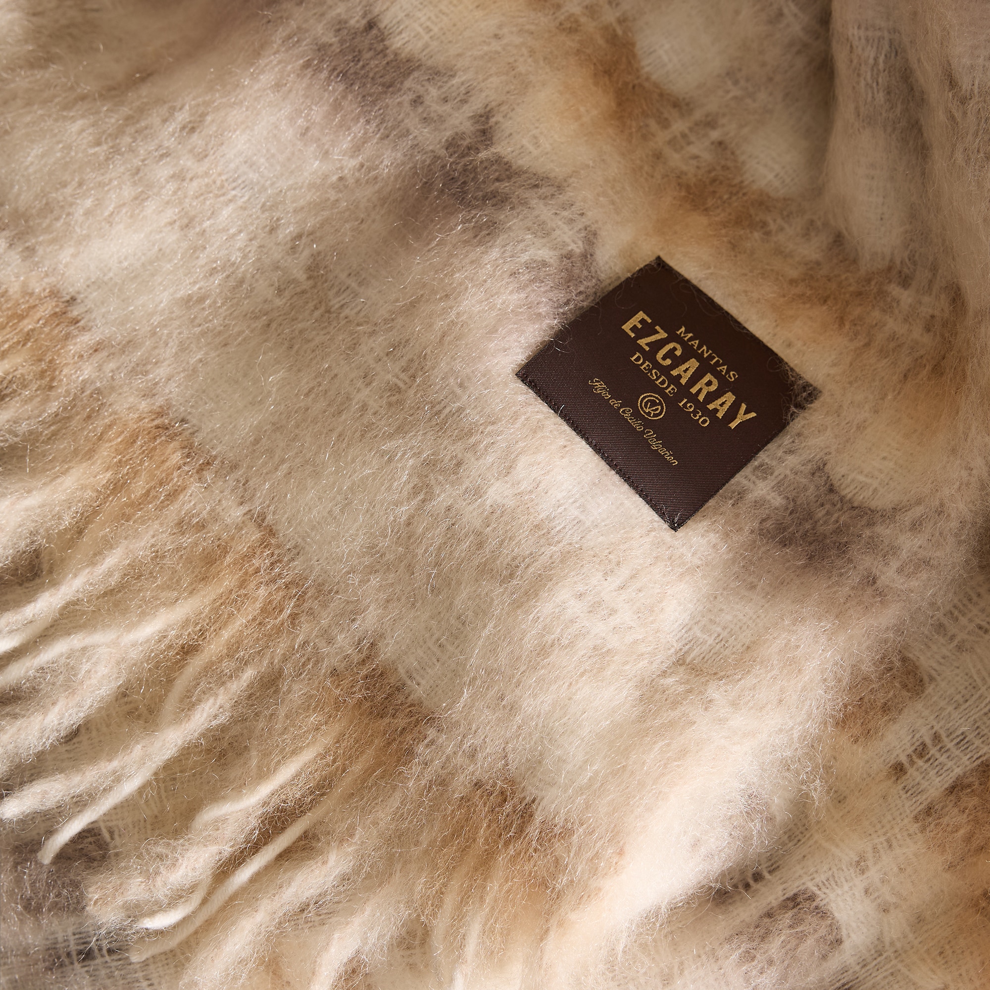 Manta decorativa mohair Mía Mantas Ezcaray - Natural 130 x 200 cm Natural-3