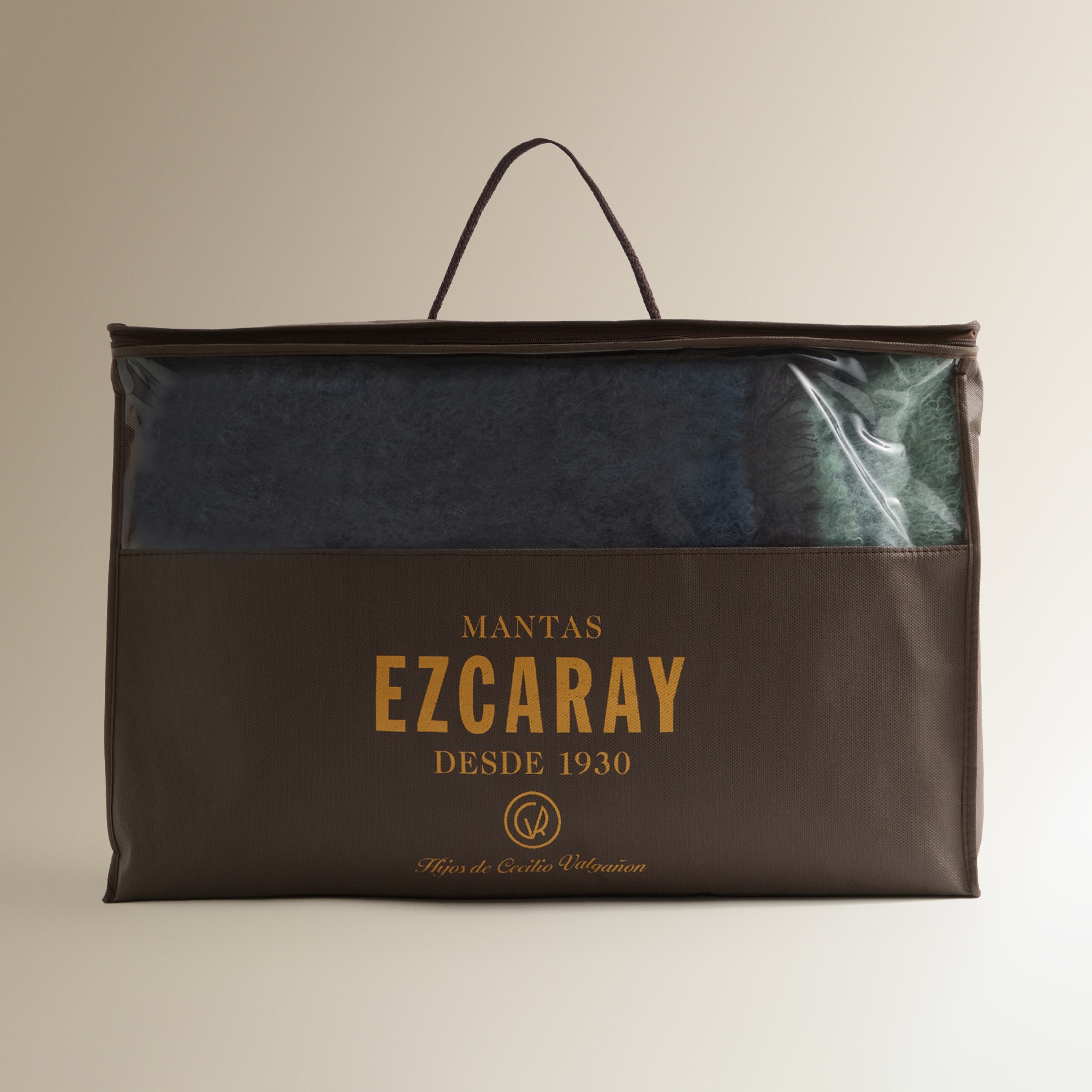 Manta decorativa mohair Cuadro Mantas Ezcaray - Azul grisáceo 130 x 175 cm Azul grisáceo-5