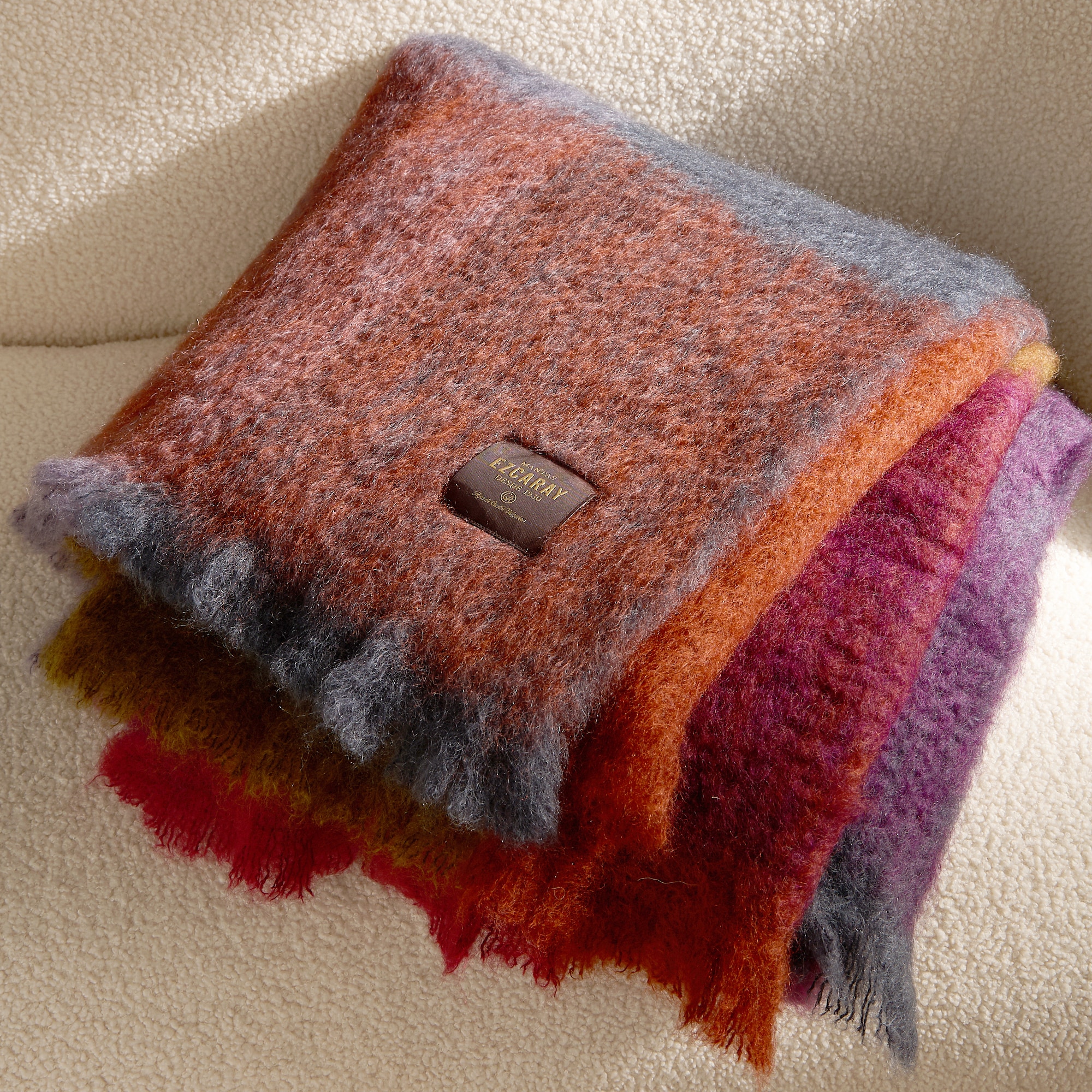 Manta decorativa mohair Cuadro Mantas Ezcaray - Morado 130 x 175 cm Morado-1