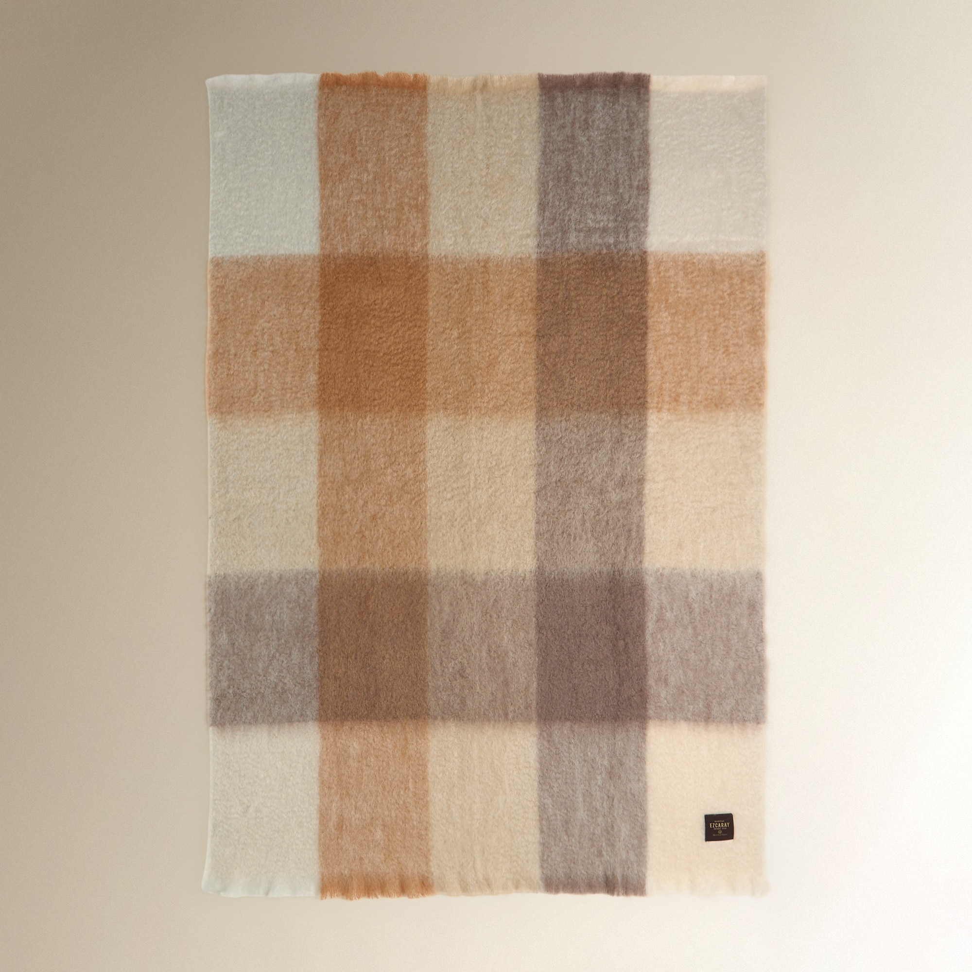 Manta decorativa mohair Cuadro Mantas Ezcaray - Crudo 130 x 175 cm Crudo-3