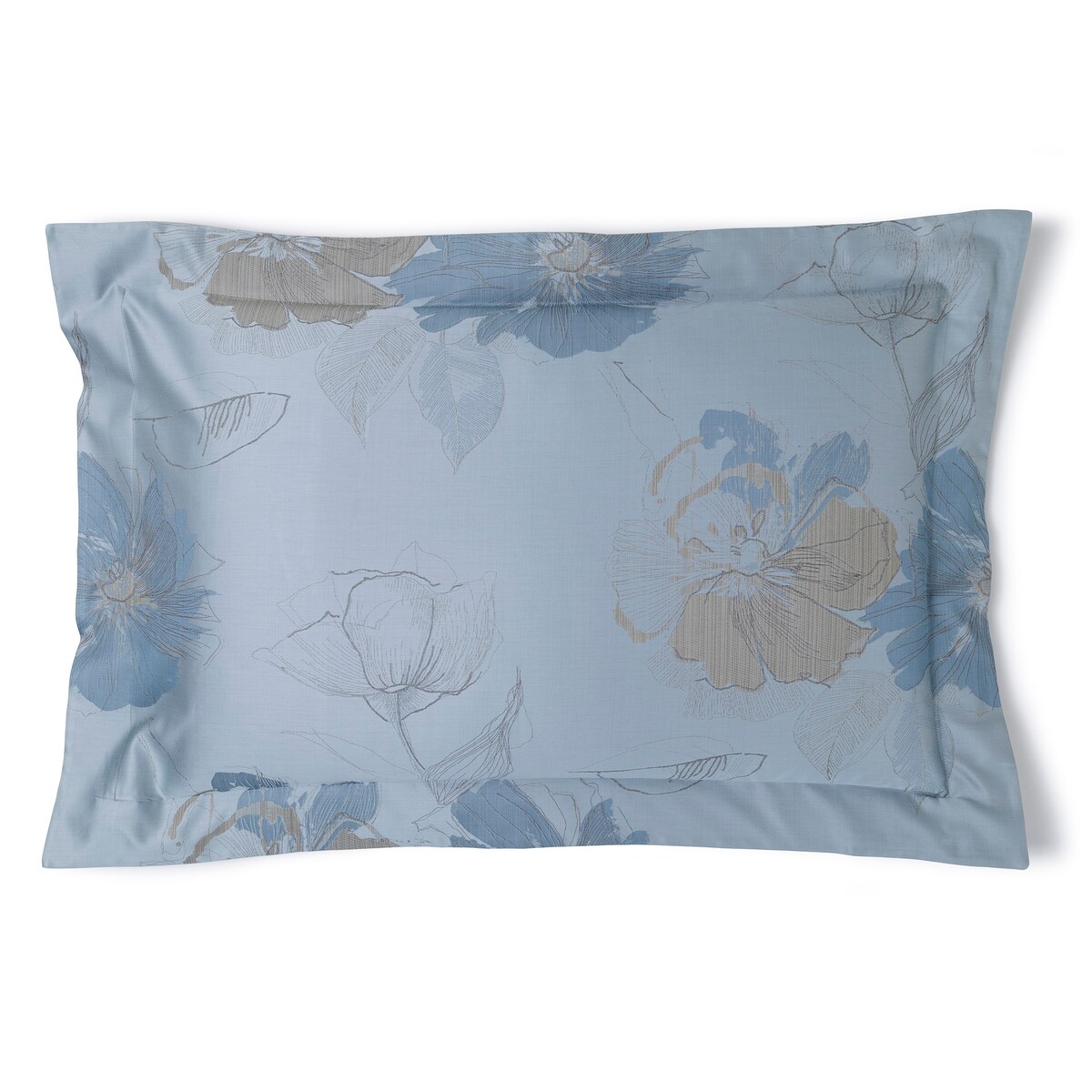 Conjunto de Capa de Edredão de Algodão Flower Jacquard Azul-4