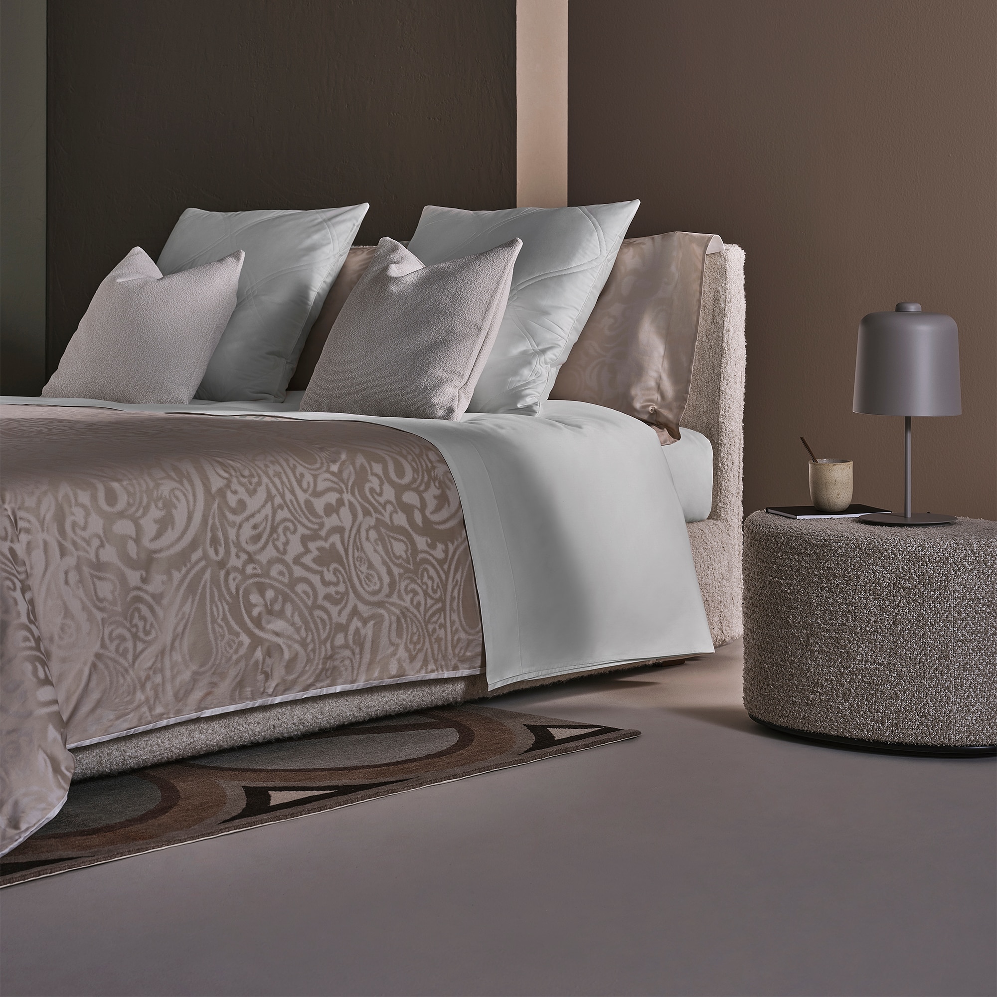 Conjunto de Capa de Edredão de Algodão Paisley Jacquard Branco-2
