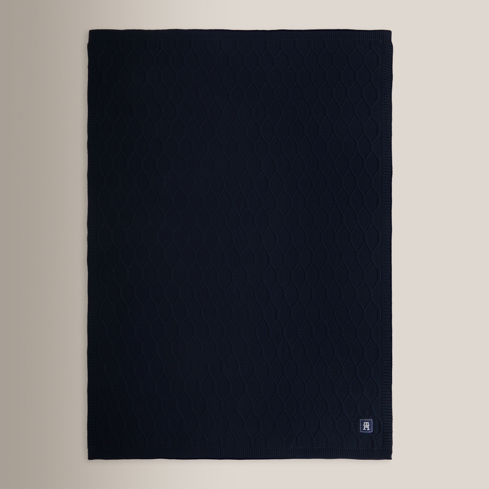 Manta Decorativa de Algodão Orgânico Twist Navy-4