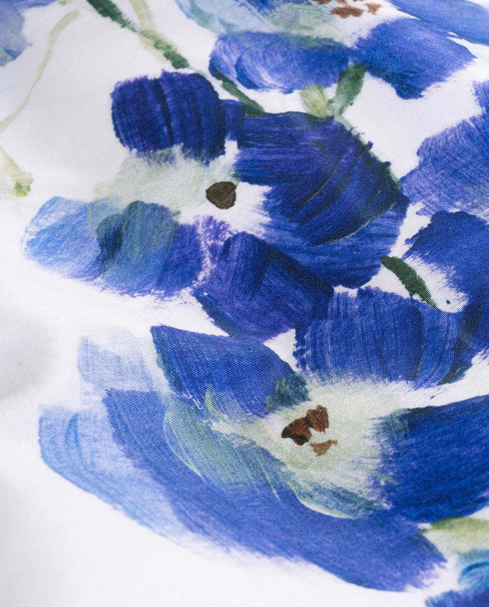 Juego de funda nórdica algodón satén Blue Flower Essenza - Azul Cama 150 cm Azul-4