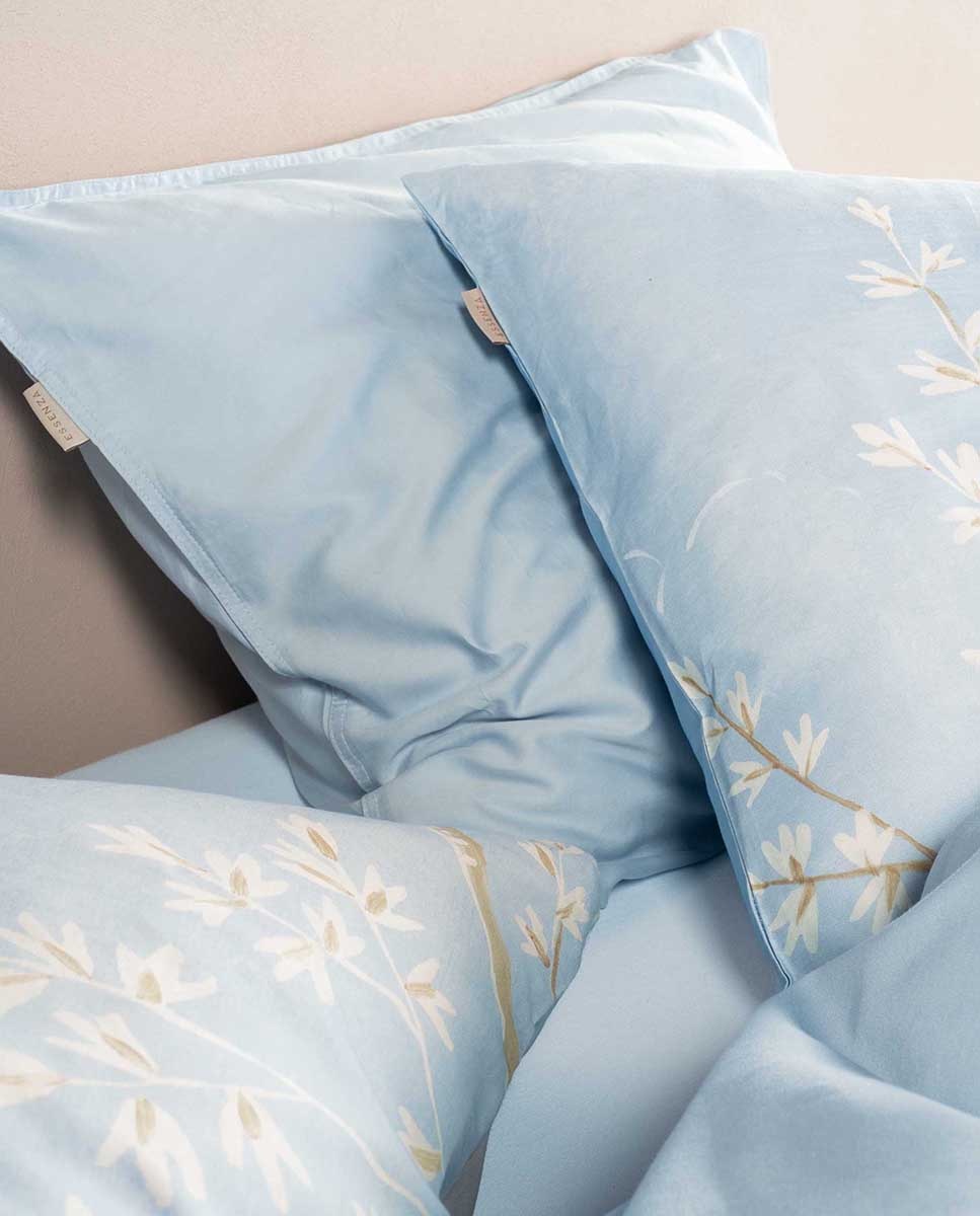Juego de funda nórdica algodón satén Lucienne Essenza - Azul Cama 150 cm Azul-4