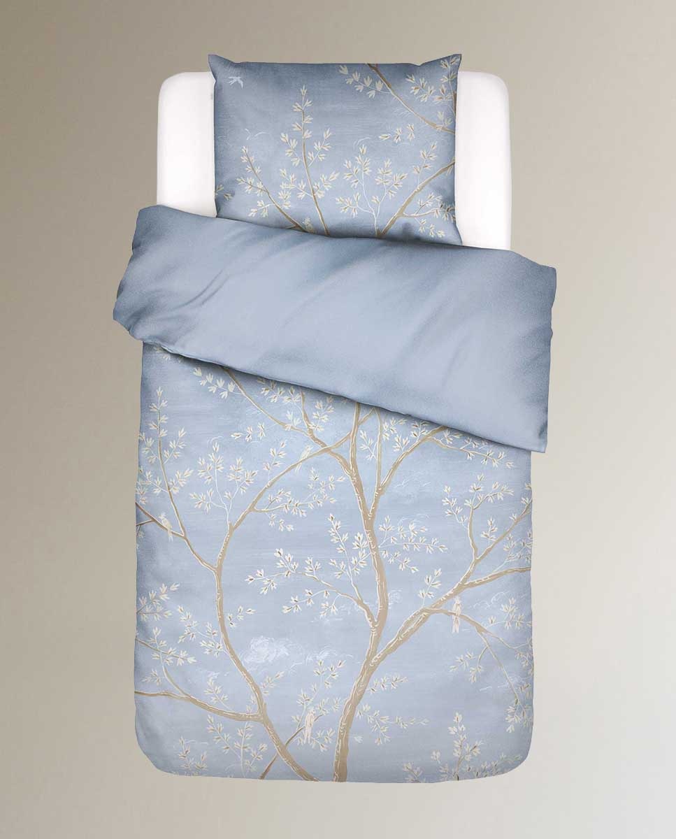 Juego de funda nórdica algodón satén Lucienne Essenza - Azul Cama 150 cm Azul-6