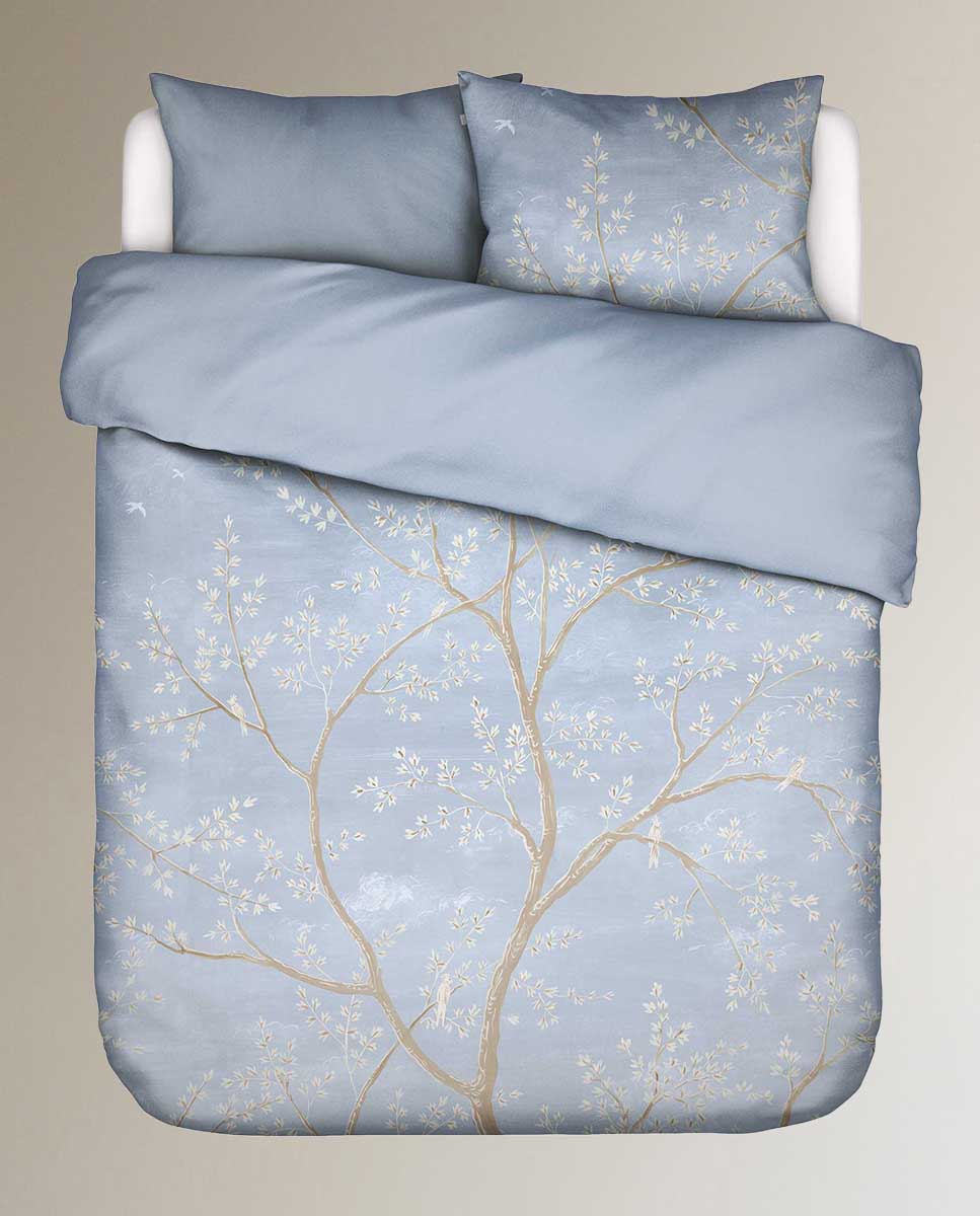 Juego de funda nórdica algodón satén Lucienne Essenza - Azul Cama 150 cm Azul-7