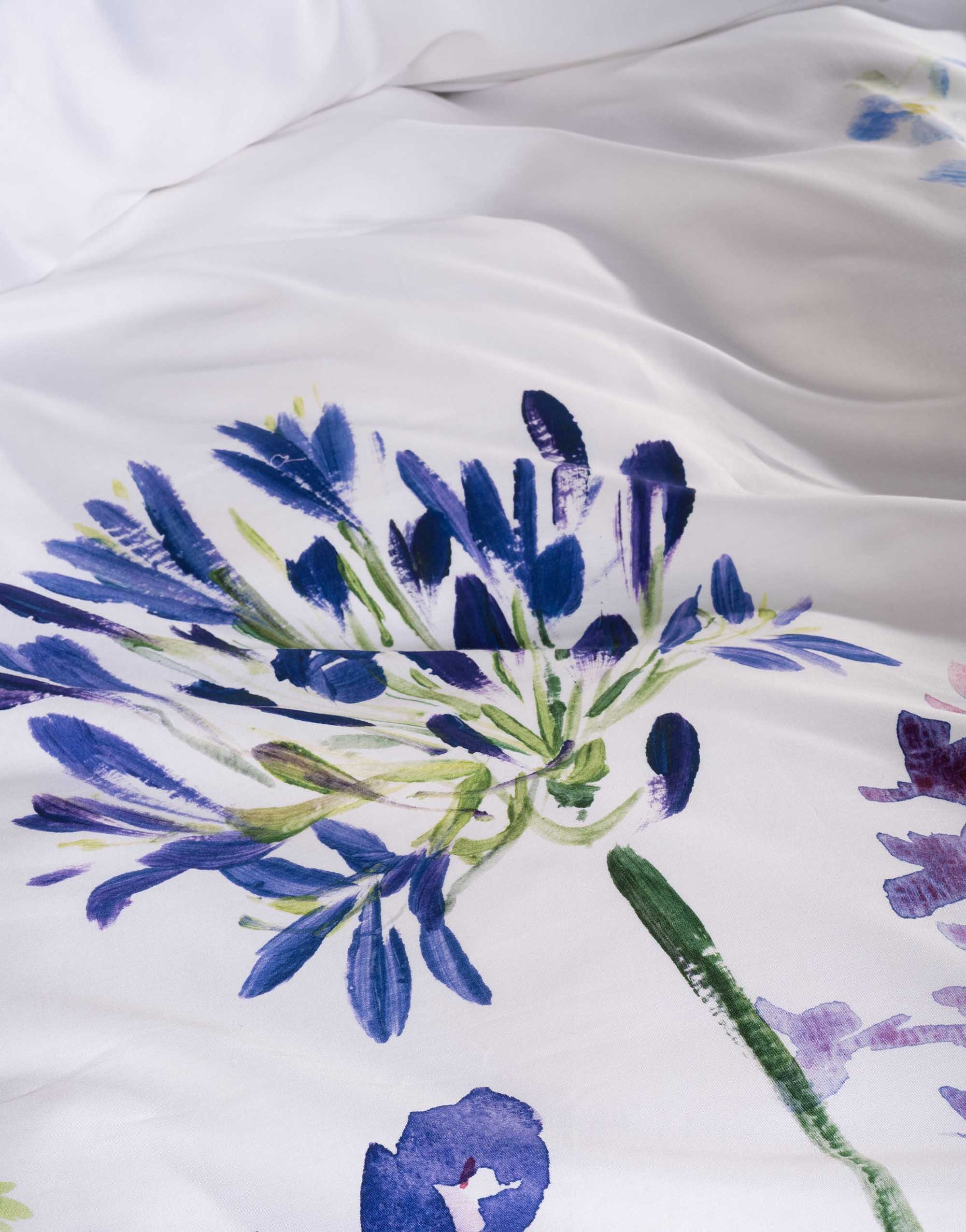 Funda de cuadrante algodón satén Blue Flower Essenza - Azul 65 x 65 cm Azul-5
