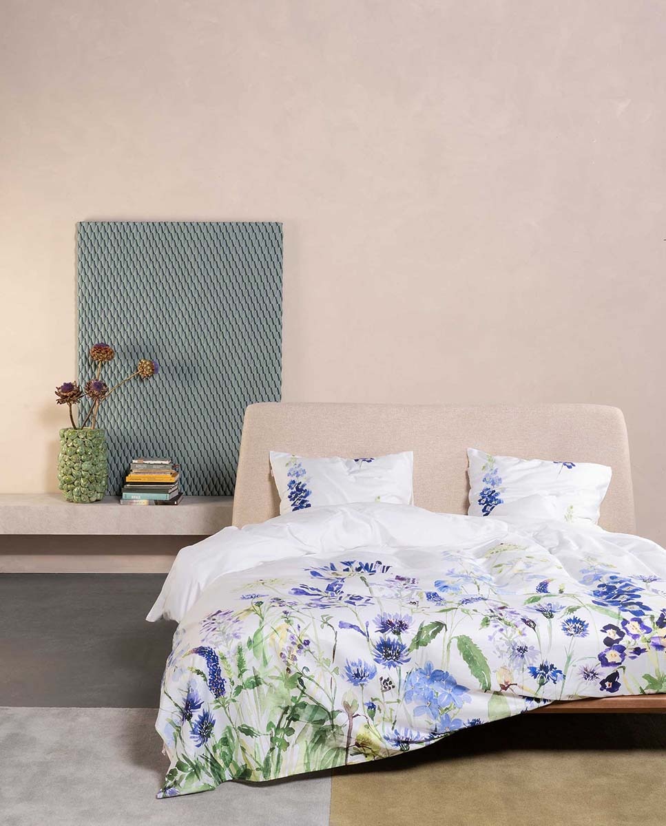 Funda de cuadrante algodón satén Blue Flower Essenza - Azul 65 x 65 cm Azul-8