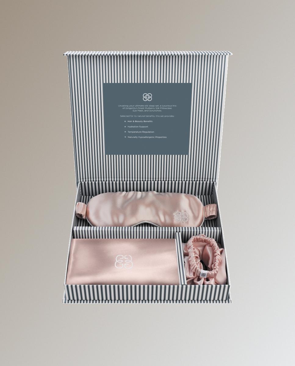 Set para dormir de seda Mulberry Plain Colours Gingerlily - Rosa Rosa-2