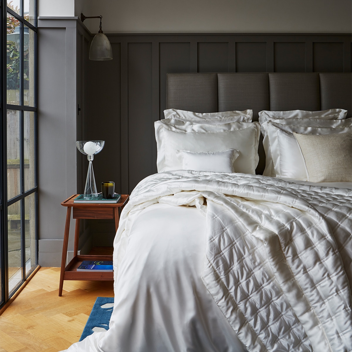 Capa de edredão de seda Mulberry Gingerlily Plain Colours Marfim-1