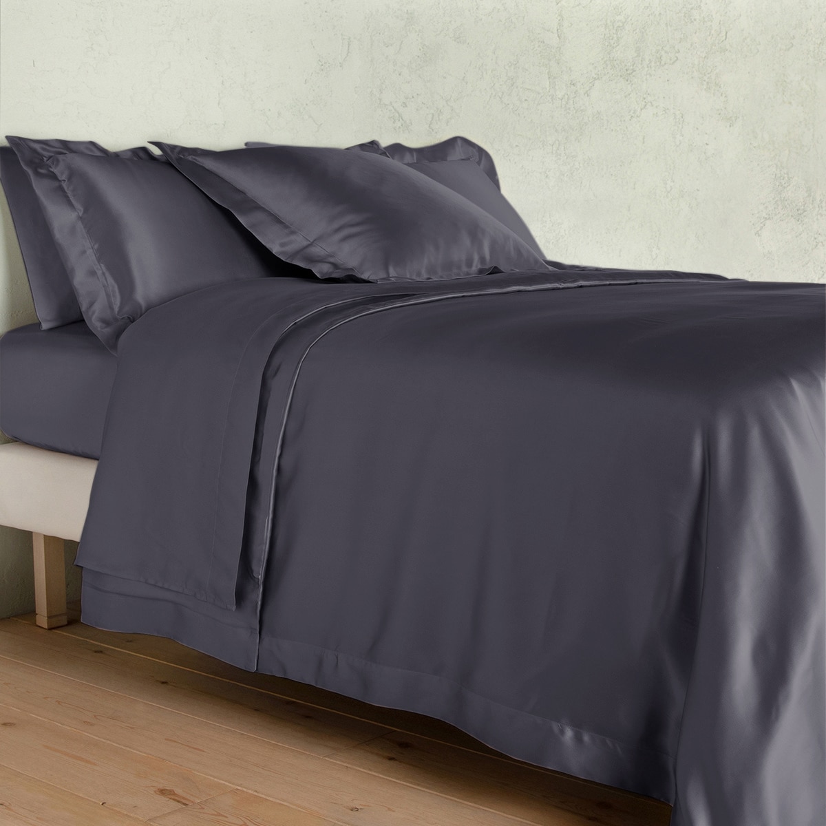 Capa de almofada de seda Mulberry Plain Colour Cinzento Antracite-2