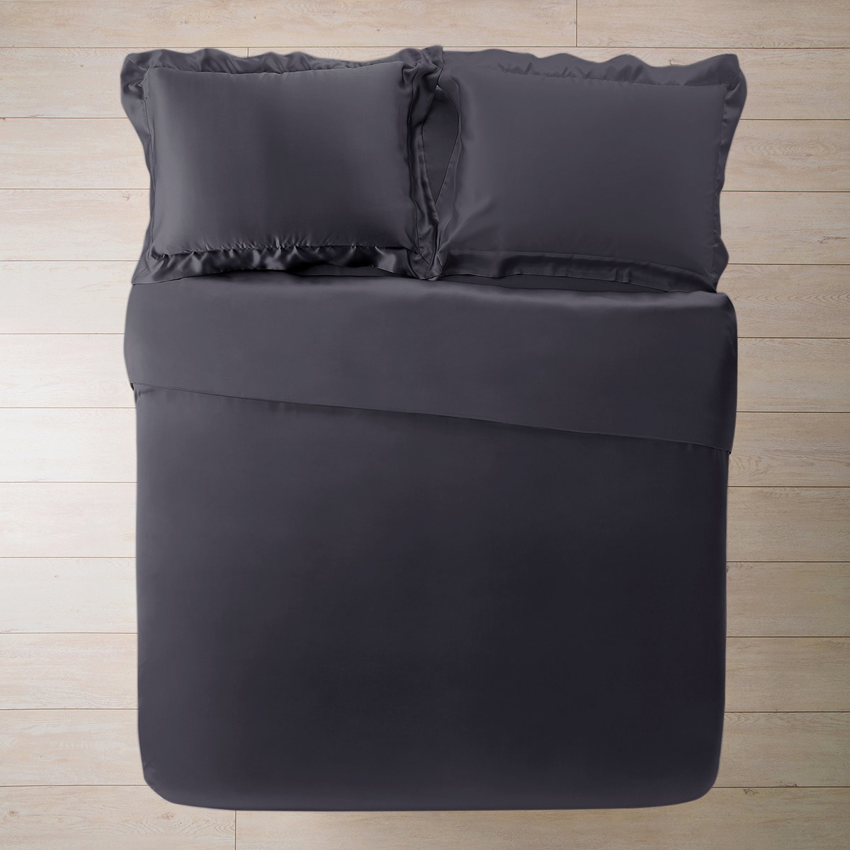 Capa de almofada de seda Mulberry Plain Colour Cinzento Antracite-3