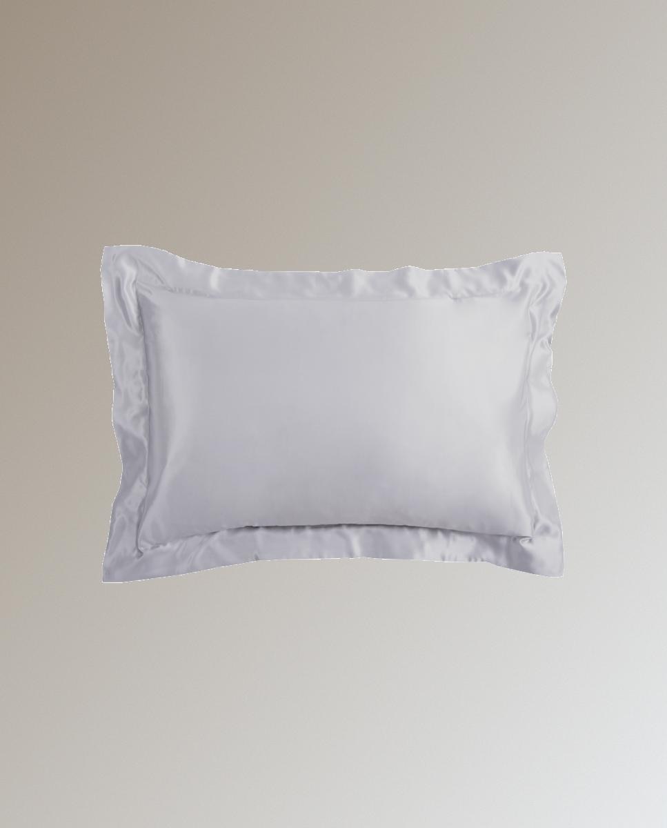 Funda de almohada seda Mulberry Plain Colour Gingerlily - Gris Antracita 50 x 75 cm Plata-1
