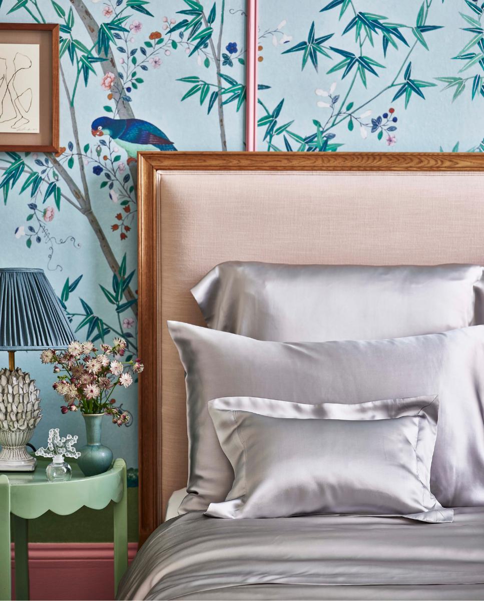 Sábana bajera ajustable de seda Mulberry Plain Colours Gingerlily - Plata Cama 150 cm Plata-3