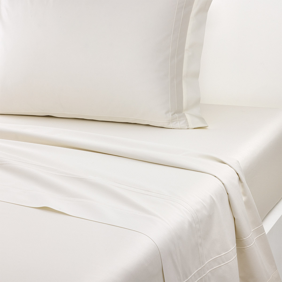 Sábana encimera algodón satén Adagio Yves Delorme - Leche Cama 180 cm Leche-1