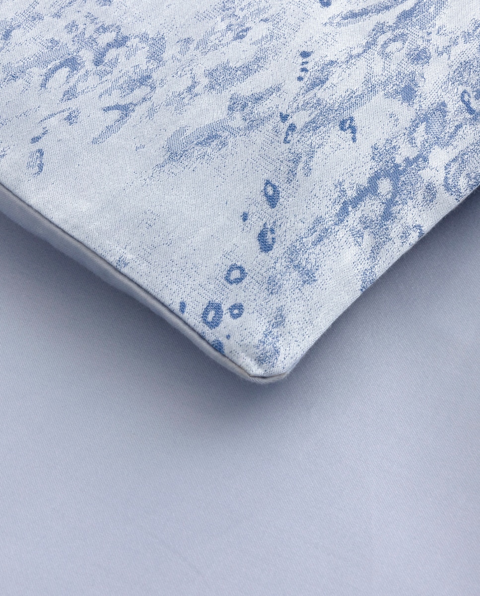 Capa de Edredão de Algodão Acetinado Ecumes Azul-4