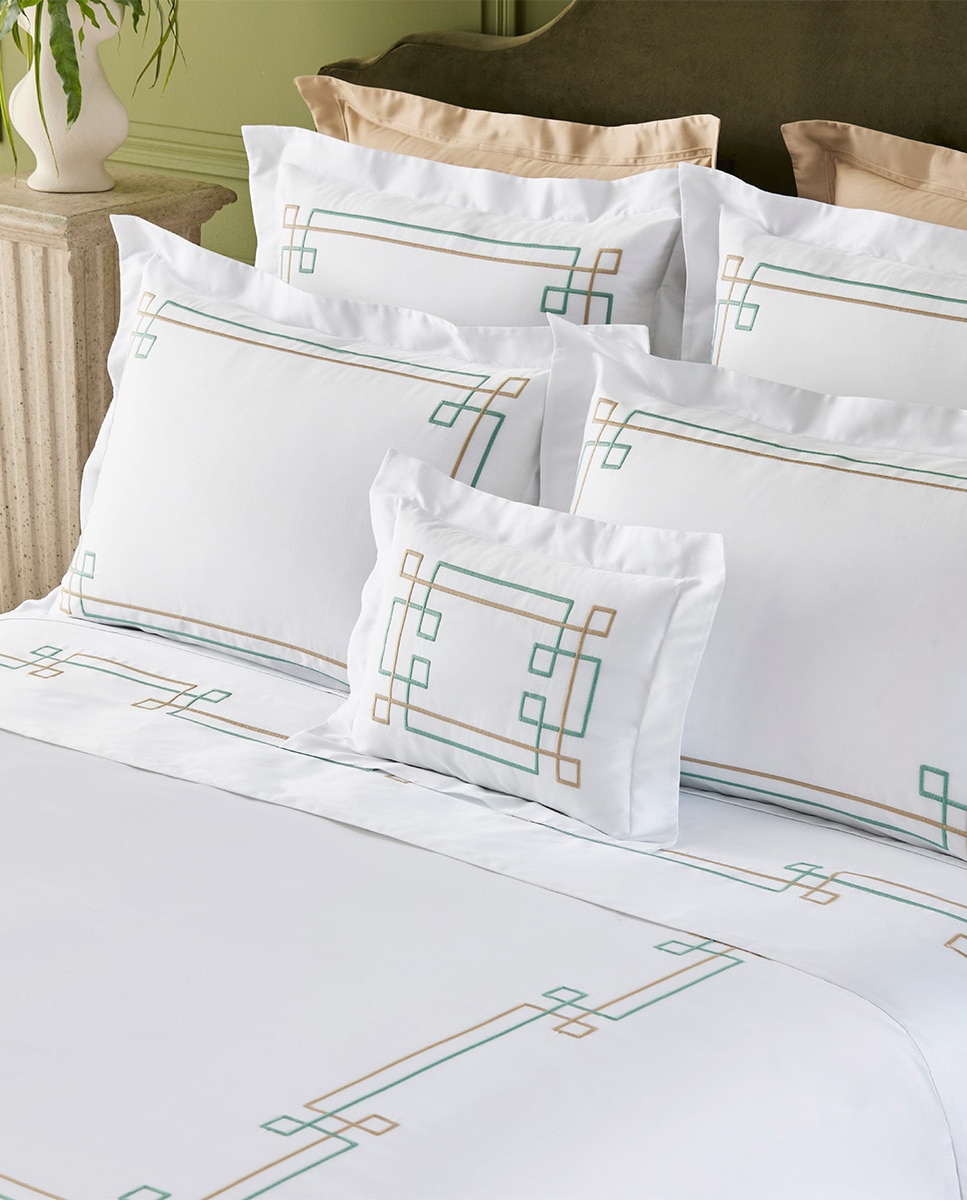 Capa de Edredão de Algodão Acetinado Villa Branco-2