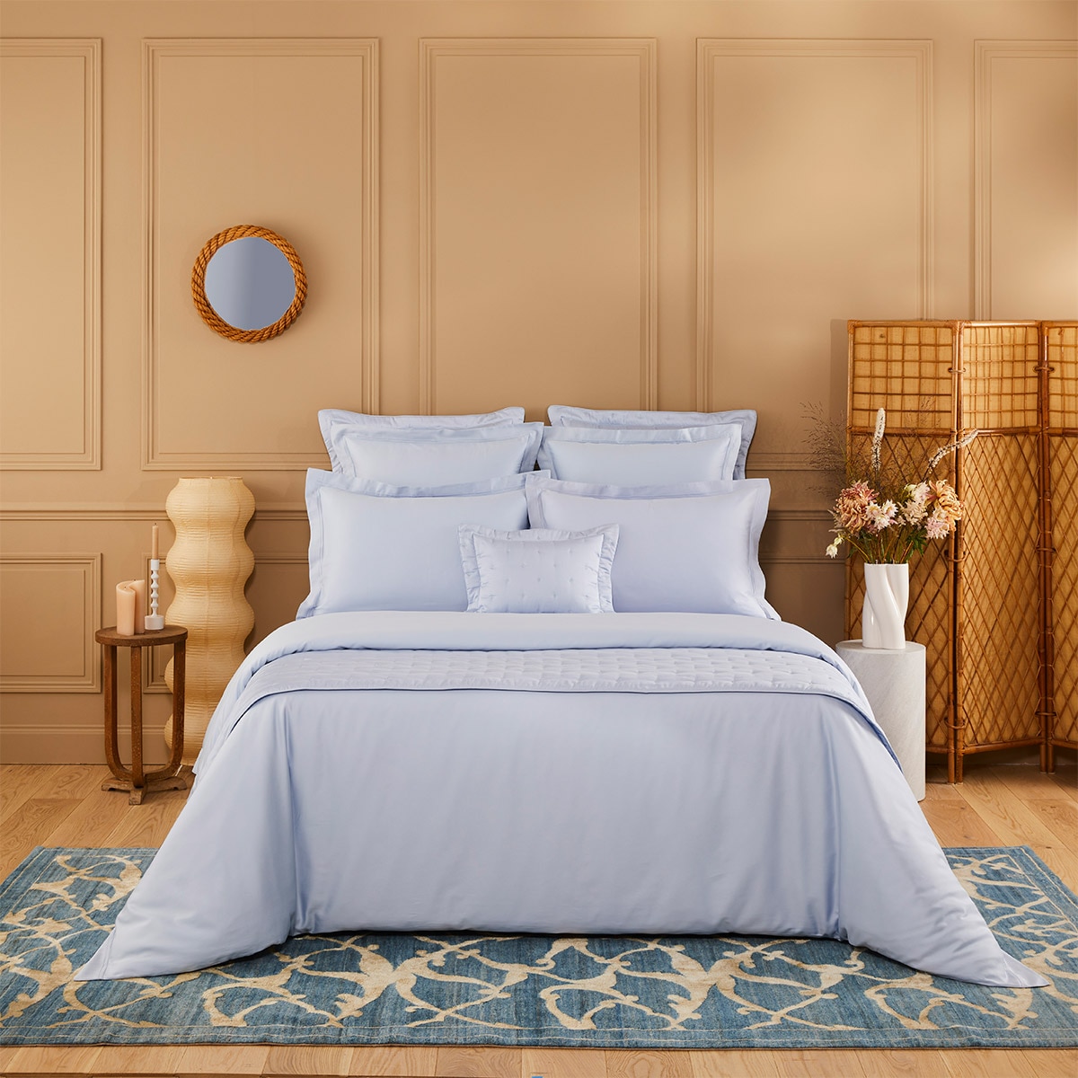 Funda nórdica algodón Triomphe Yves Delorme - Celeste Cama 150 cm Celeste-1