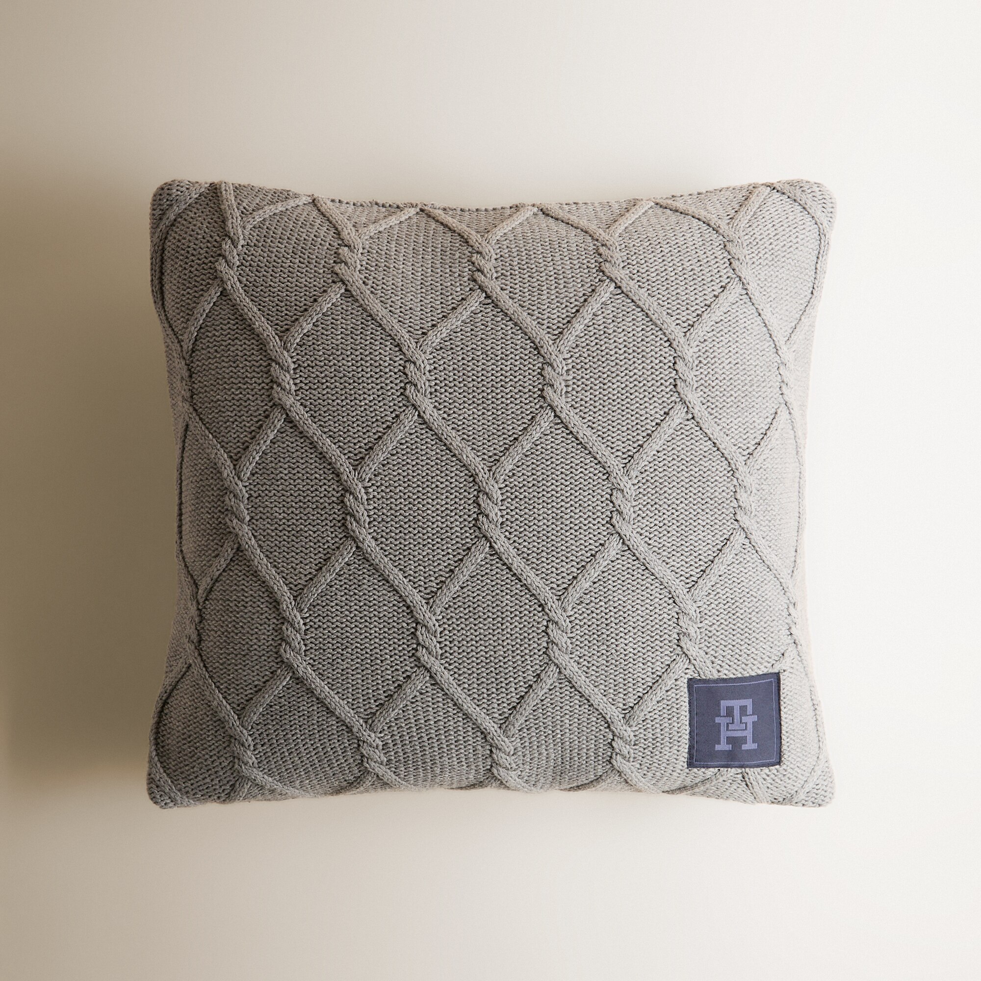 Capa de Almofada de Algodão Orgânico Twist Cinzento-claro-2