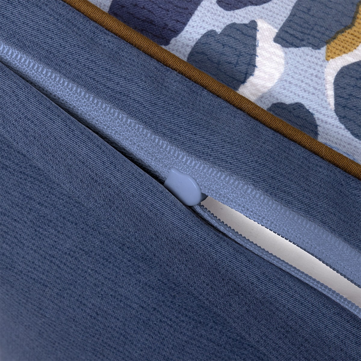 Funda de almohada algodón satén Vittorio Olivier Desforges Azul-3