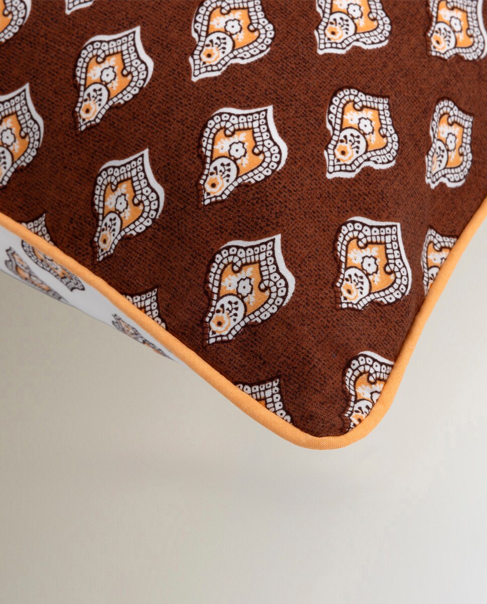 Capa de Almofada de Algodão Percal Cap Brun Castanho-3