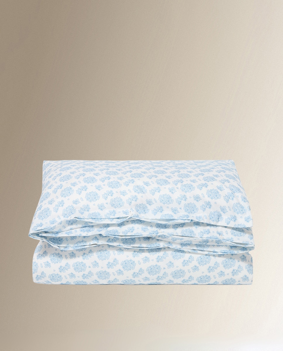 Conjunto de Capa de Edredão de Algodão Acetinado Creta Azul-2