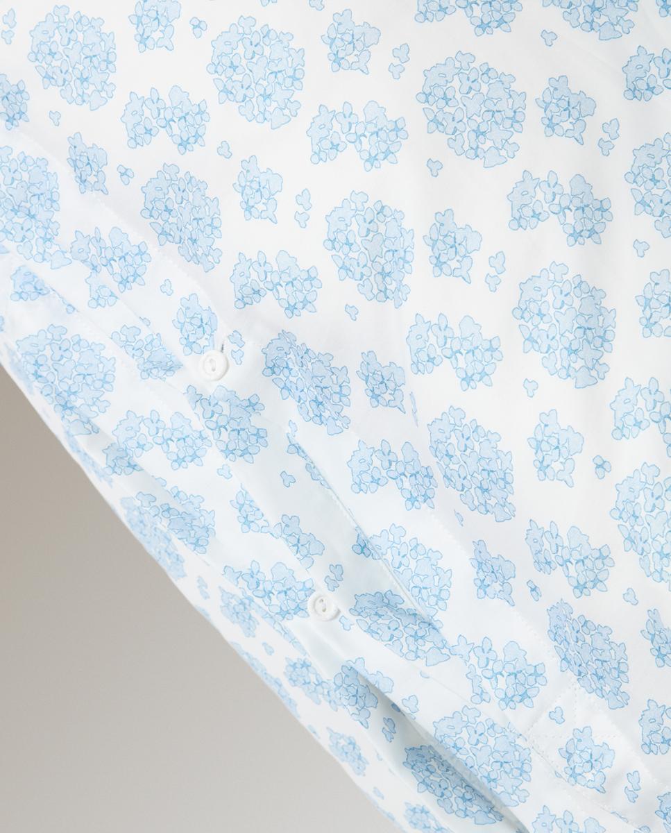 Conjunto de Capa de Edredão de Algodão Acetinado Creta Azul-4