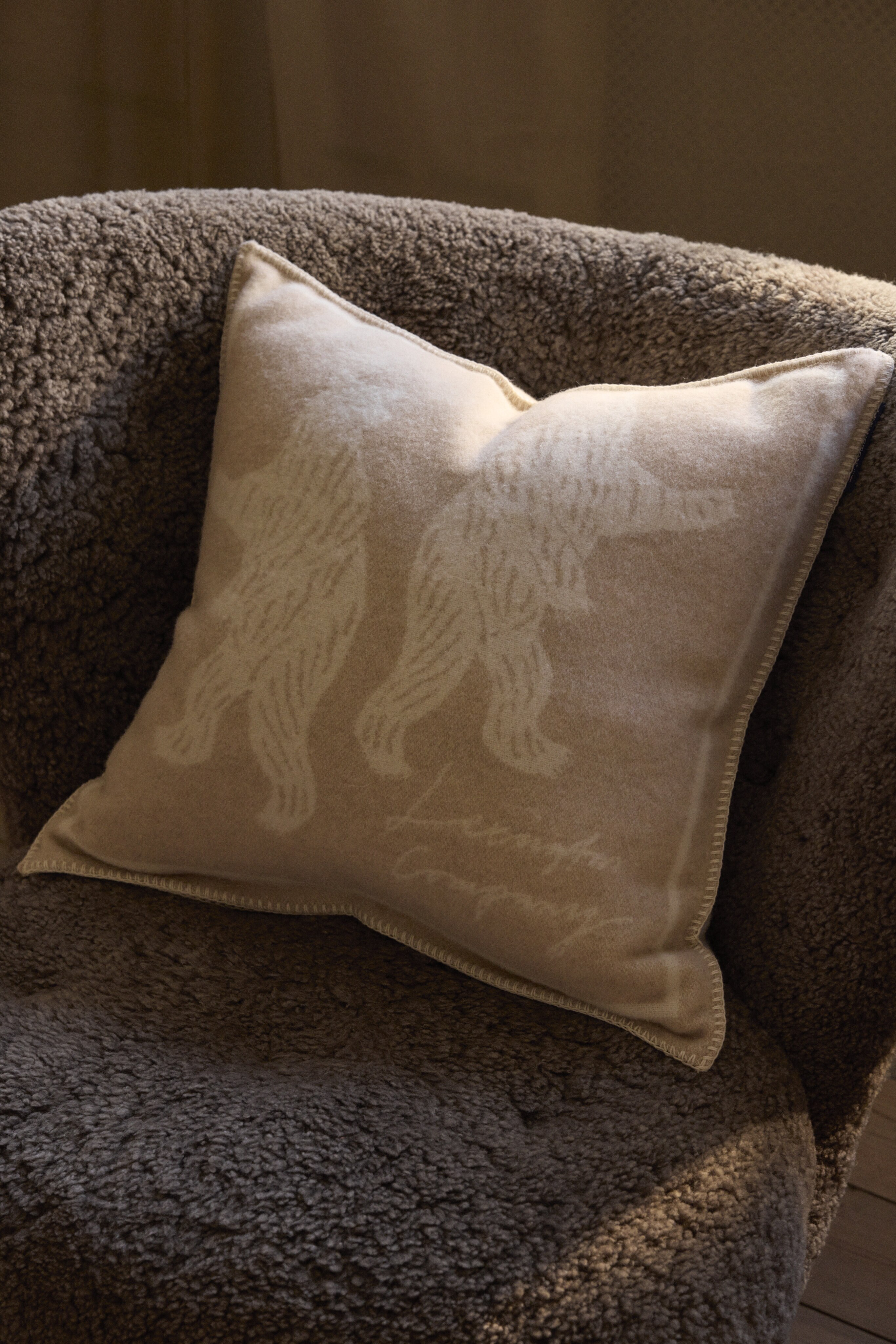 Capa de Almofada de Lã Wimberley Bege-4