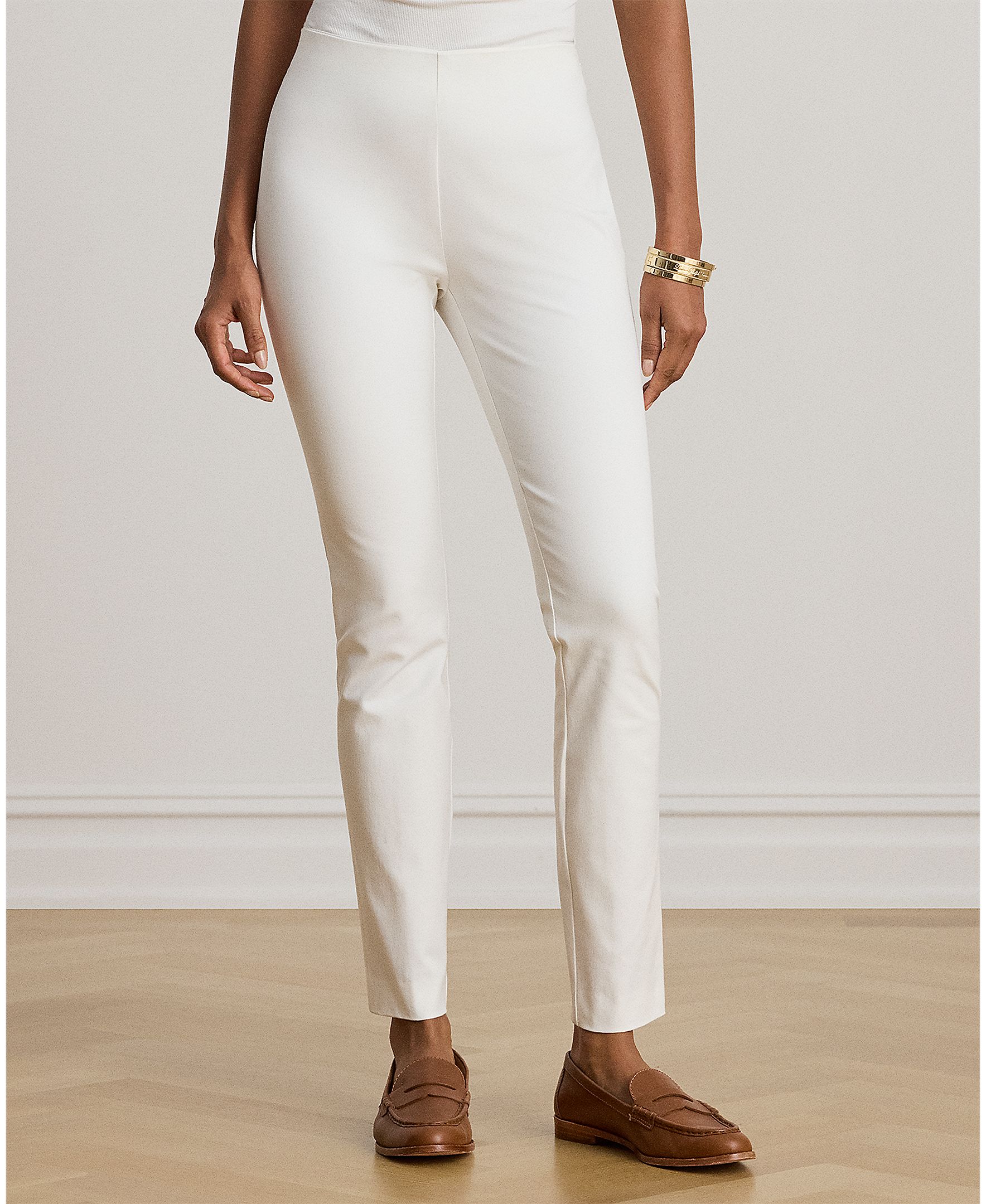 Pantalón de mujer de sarga Skinny - Lauren Ralph Lauren - Blanco Blanco-1