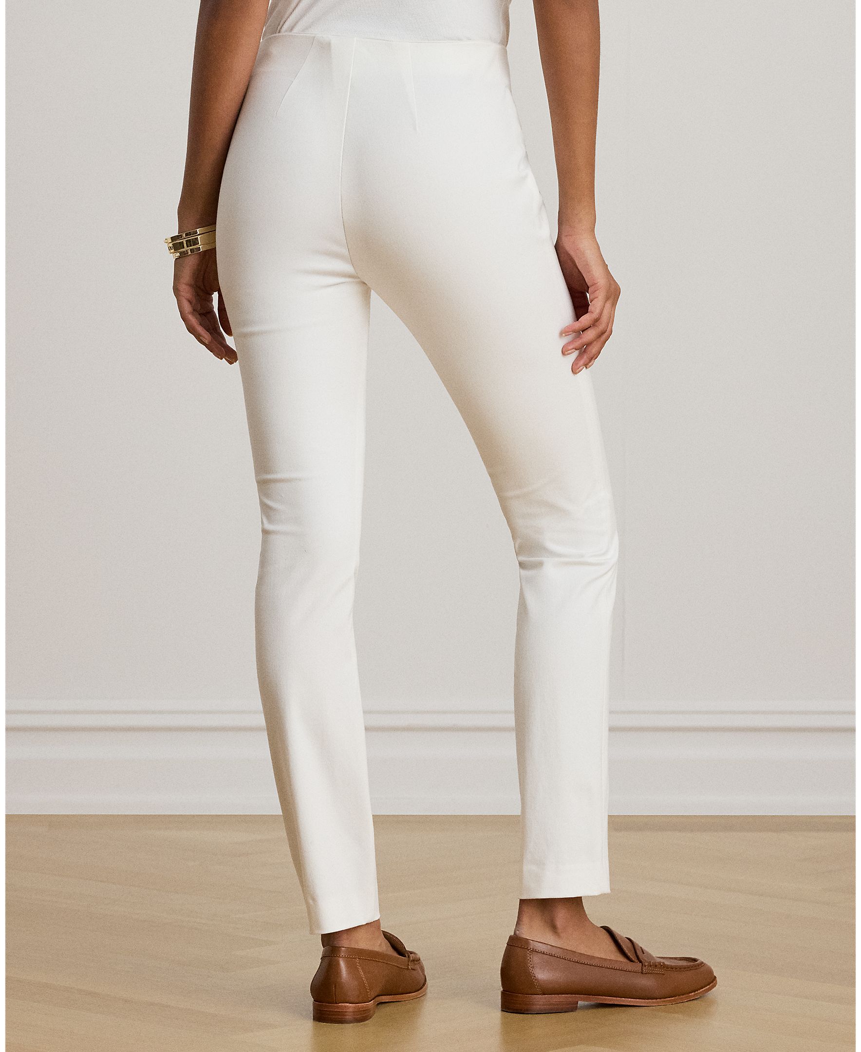 Pantalón de mujer de sarga Skinny - Lauren Ralph Lauren - Blanco Blanco-4
