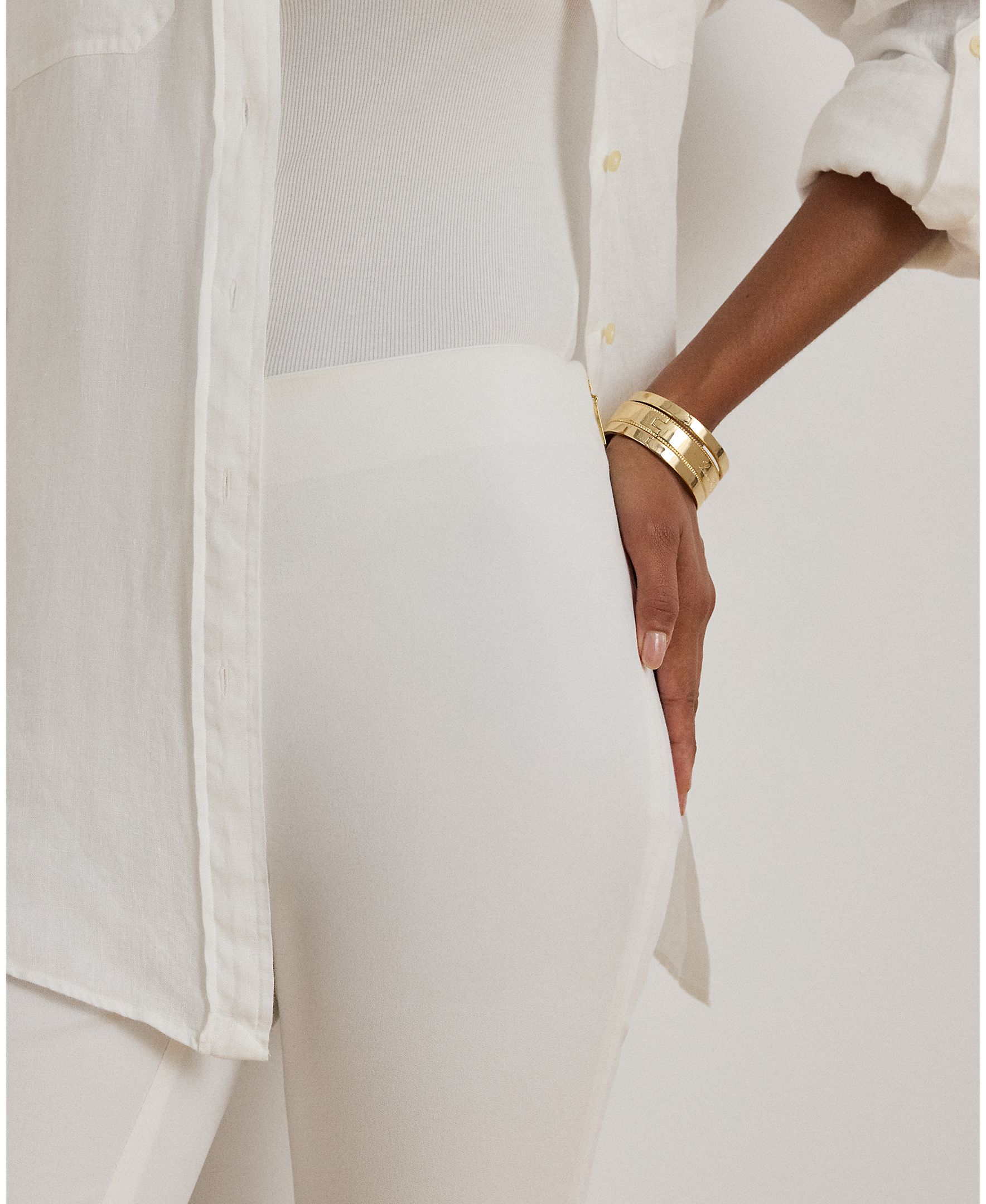 Pantalón de mujer de sarga Skinny - Lauren Ralph Lauren - Blanco Blanco-5