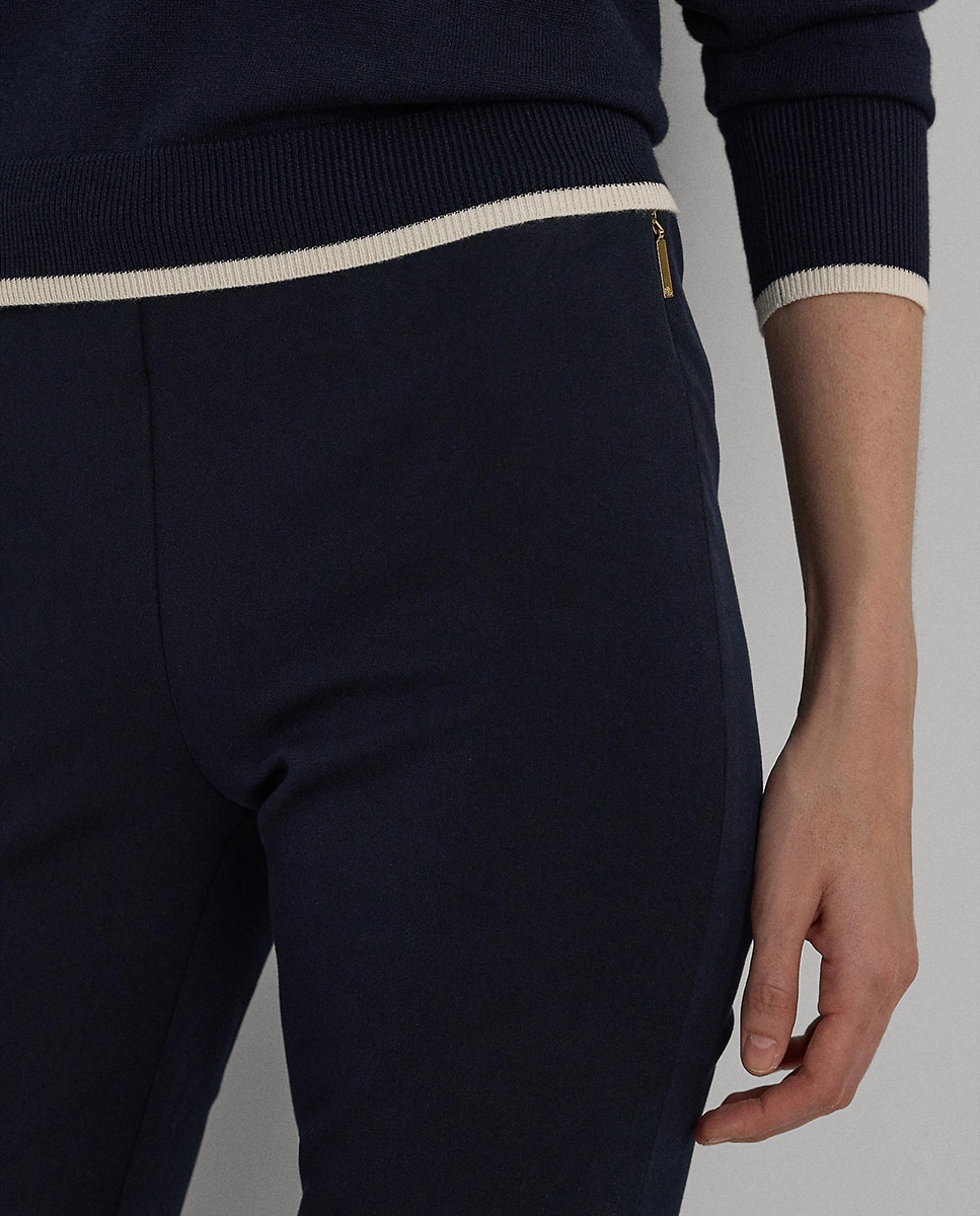 Calças de Sarja Skinny Azul-marinho-5
