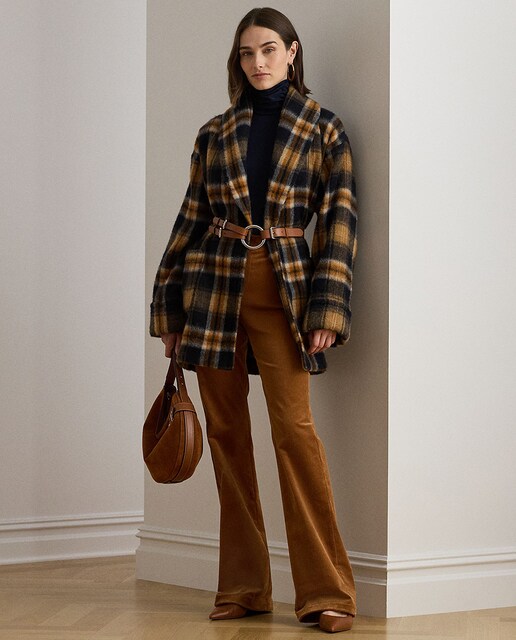 Imagem 0 de Calças à Boca de Sino de Bombazina com Bolsos Laterais