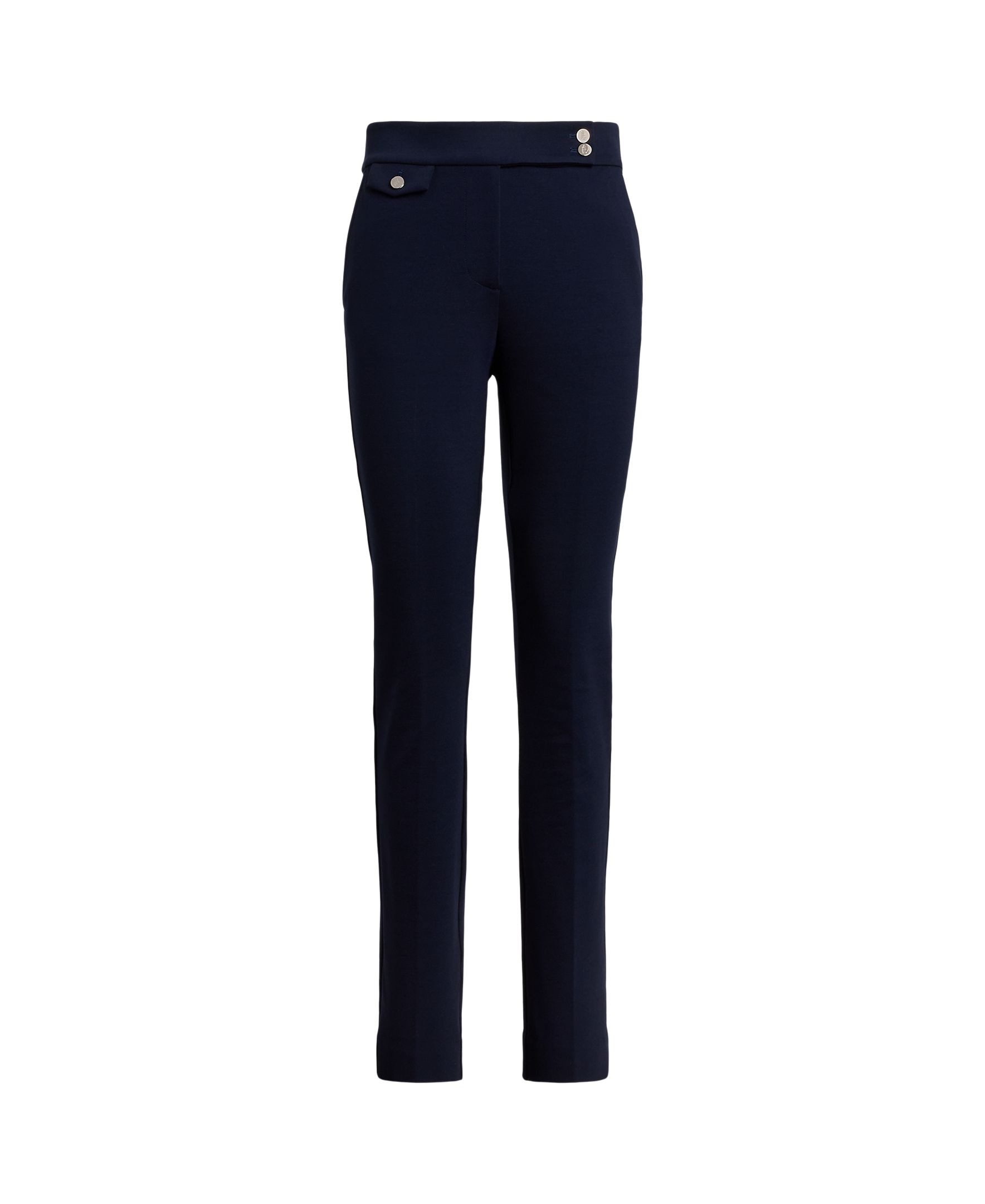 Calças Regular de Cintura Média Azul-marinho-6