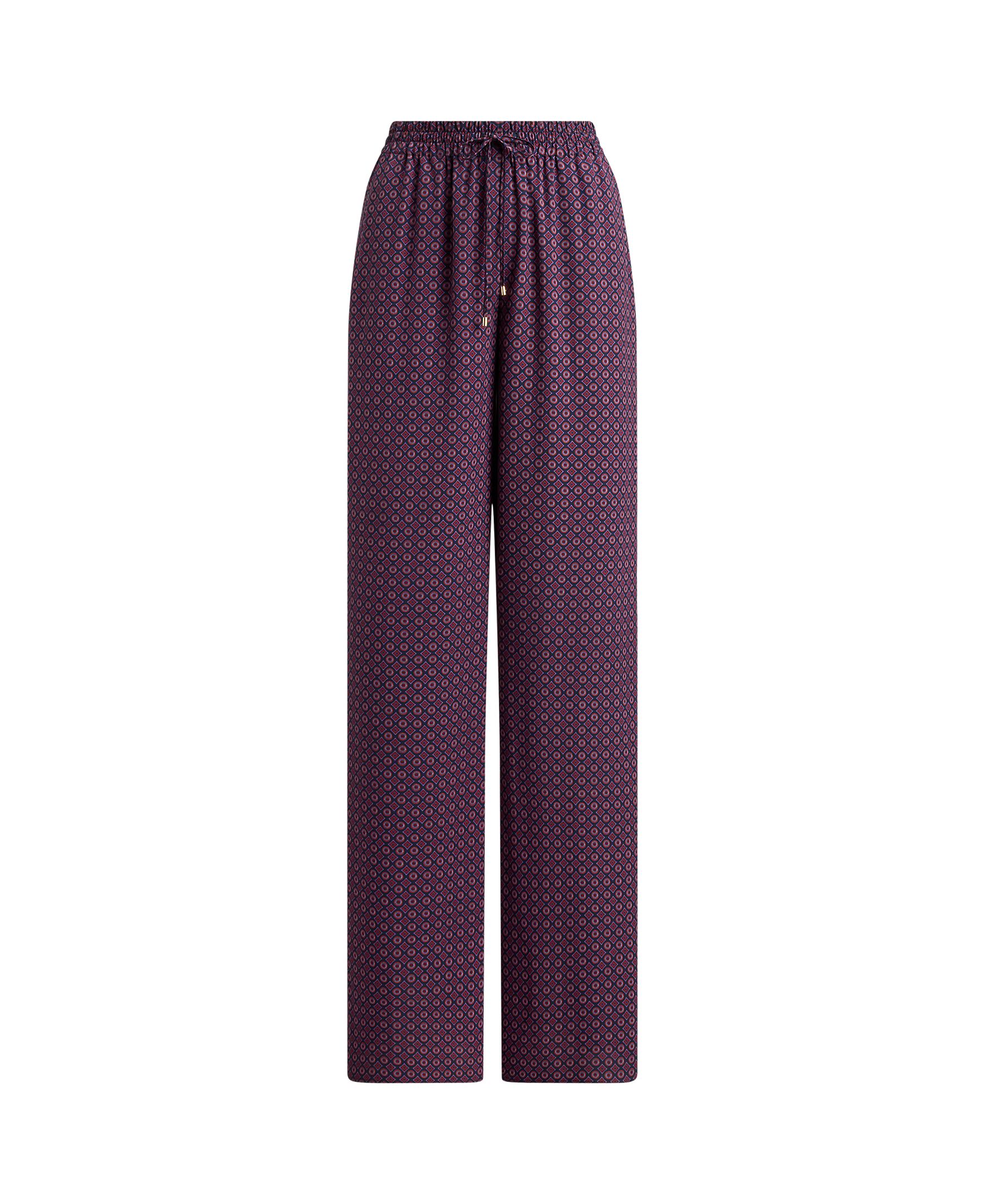 Calças Largas com Cós Elástico com Cordão Ameixa-5