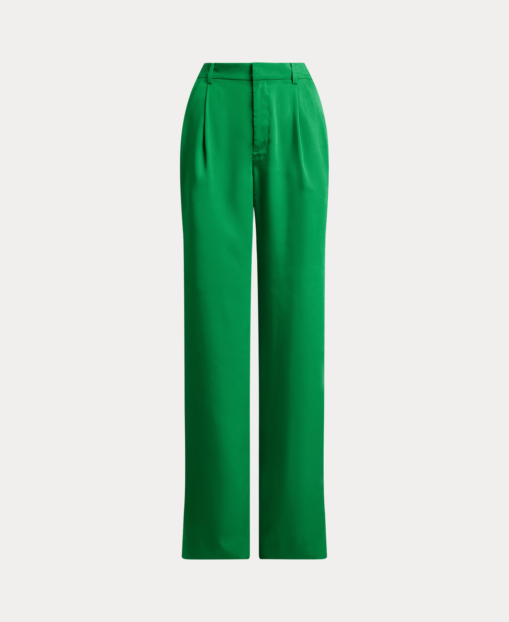 Calças largas de mulher com pinças Verde-4