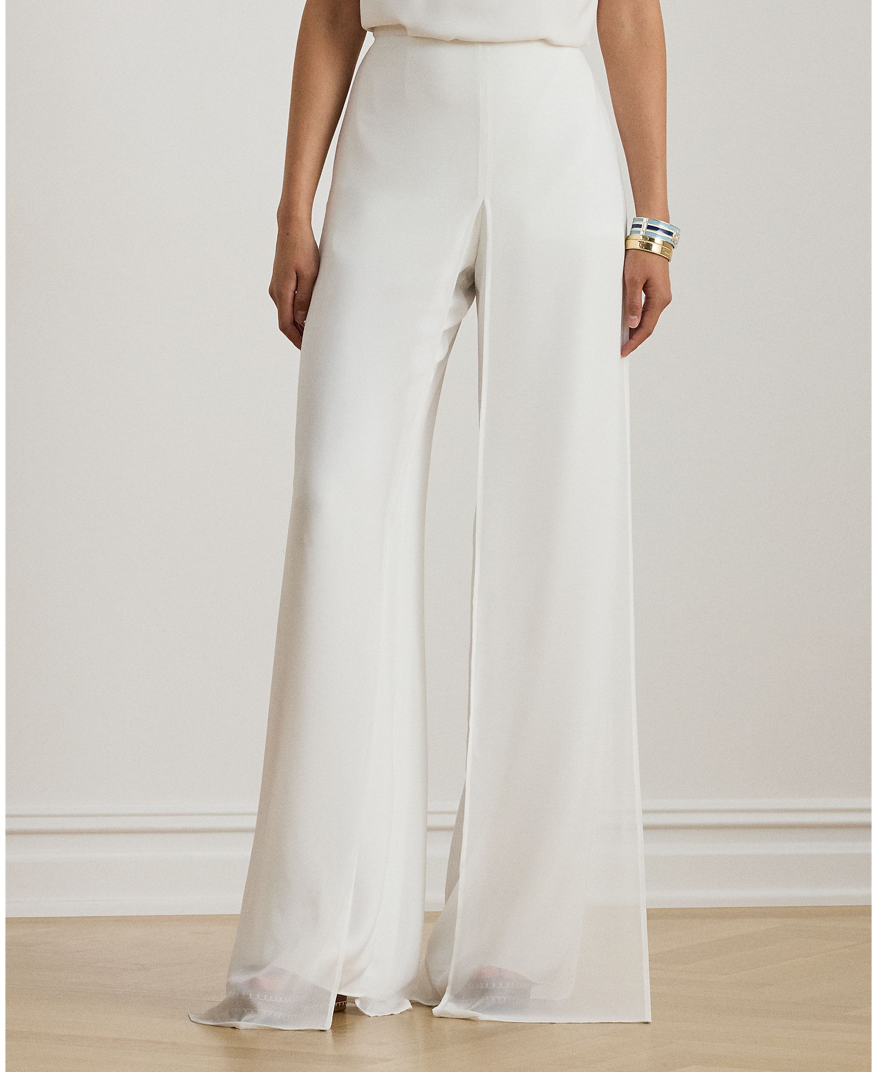 Lauren Ralph Lauren - Pantalones anchos de mujer de talle alto.
