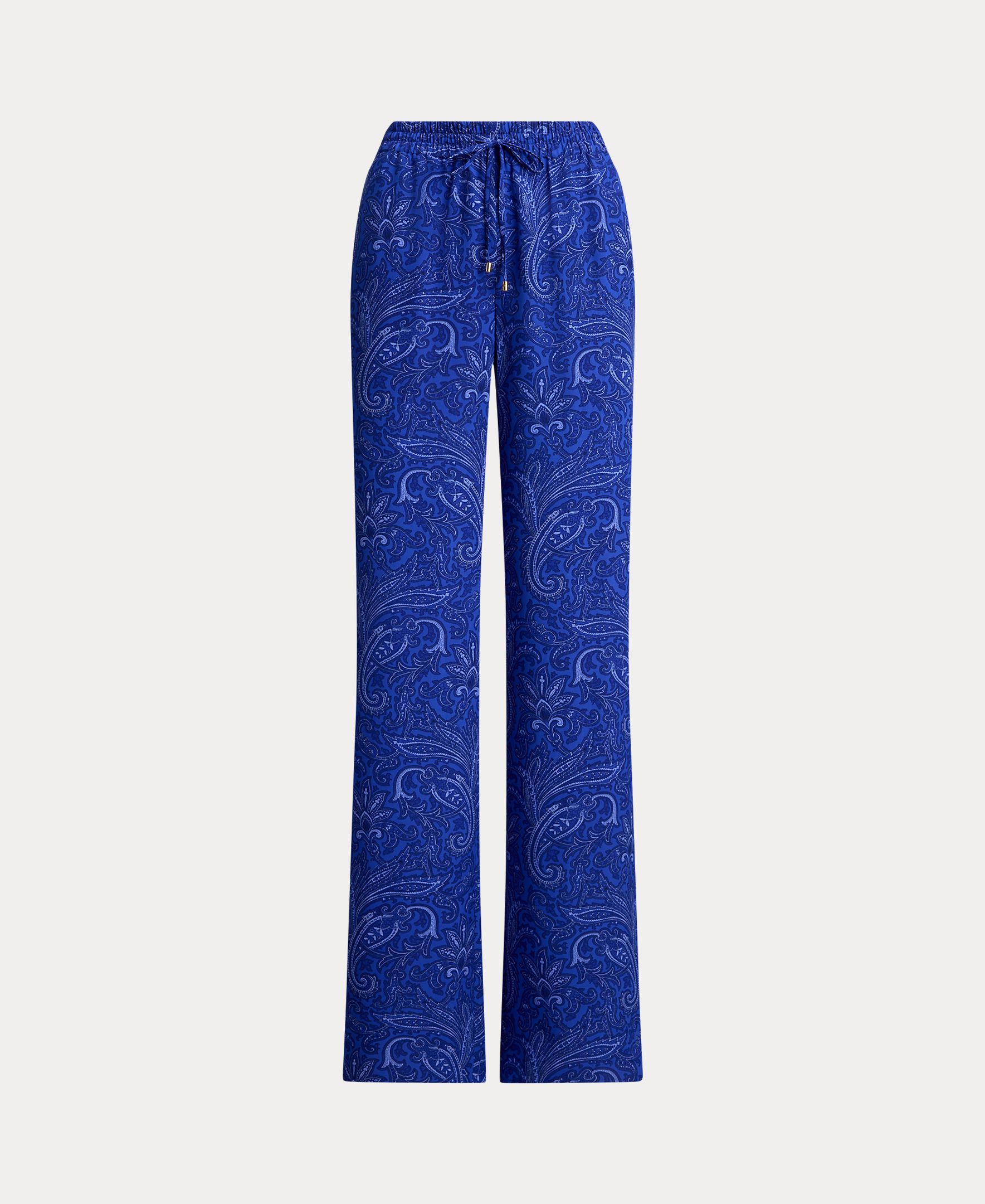 Calças Largas com Cós Elástico com Cordão Azul-índigo-3