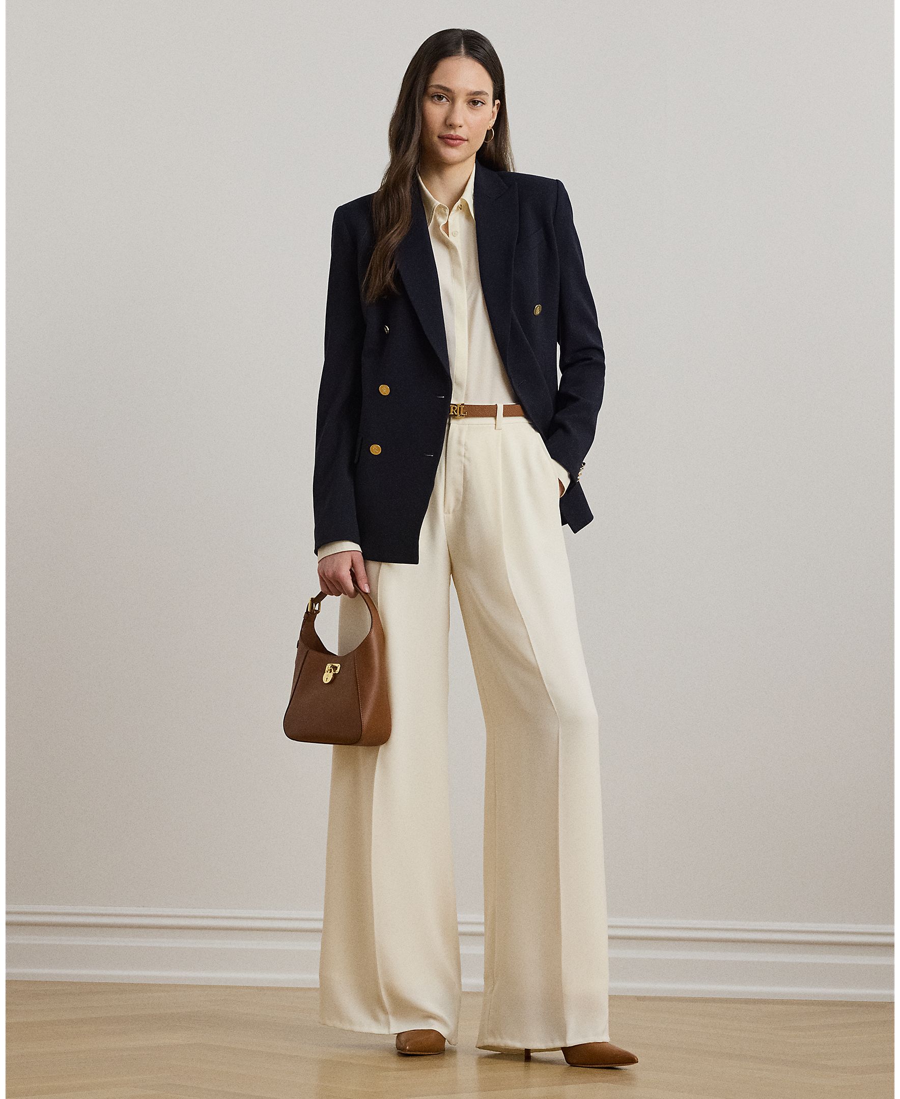 Lauren Ralph Lauren - Pantalones anchos de mujer con pinzas.