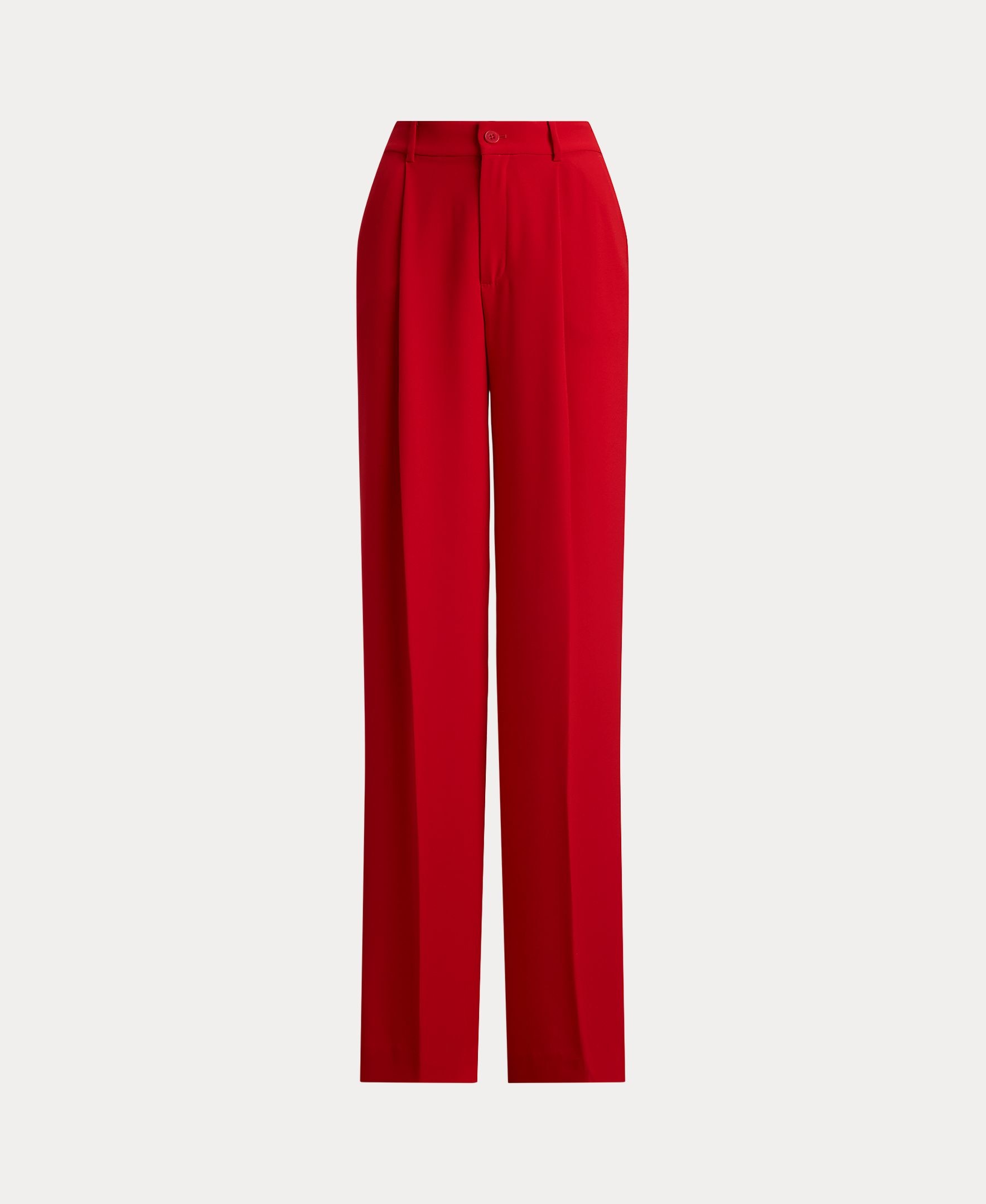 Calças Largas com Pinças Vermelho-5