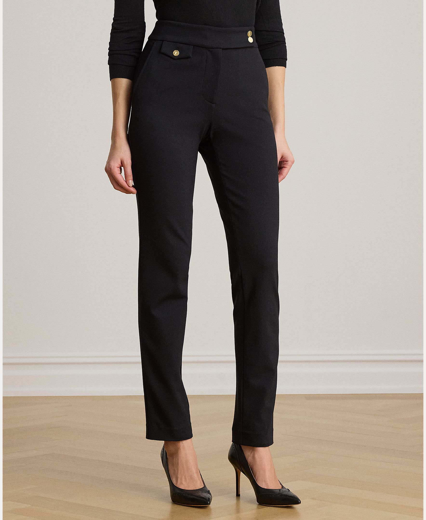 Calças Regular Elásticas Slim Fit Preto-3