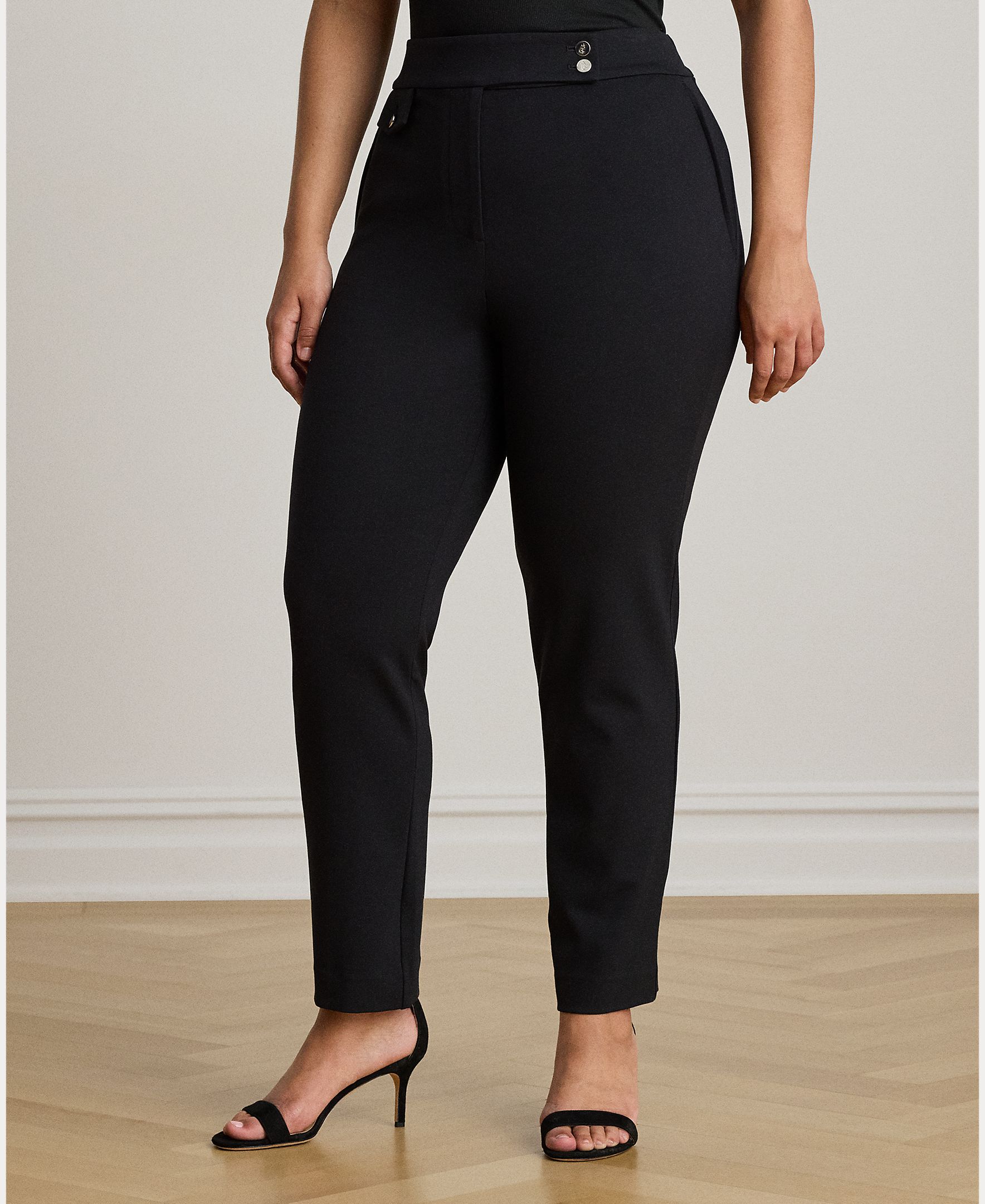 Calças Regular Elásticas Slim Fit Preto-7