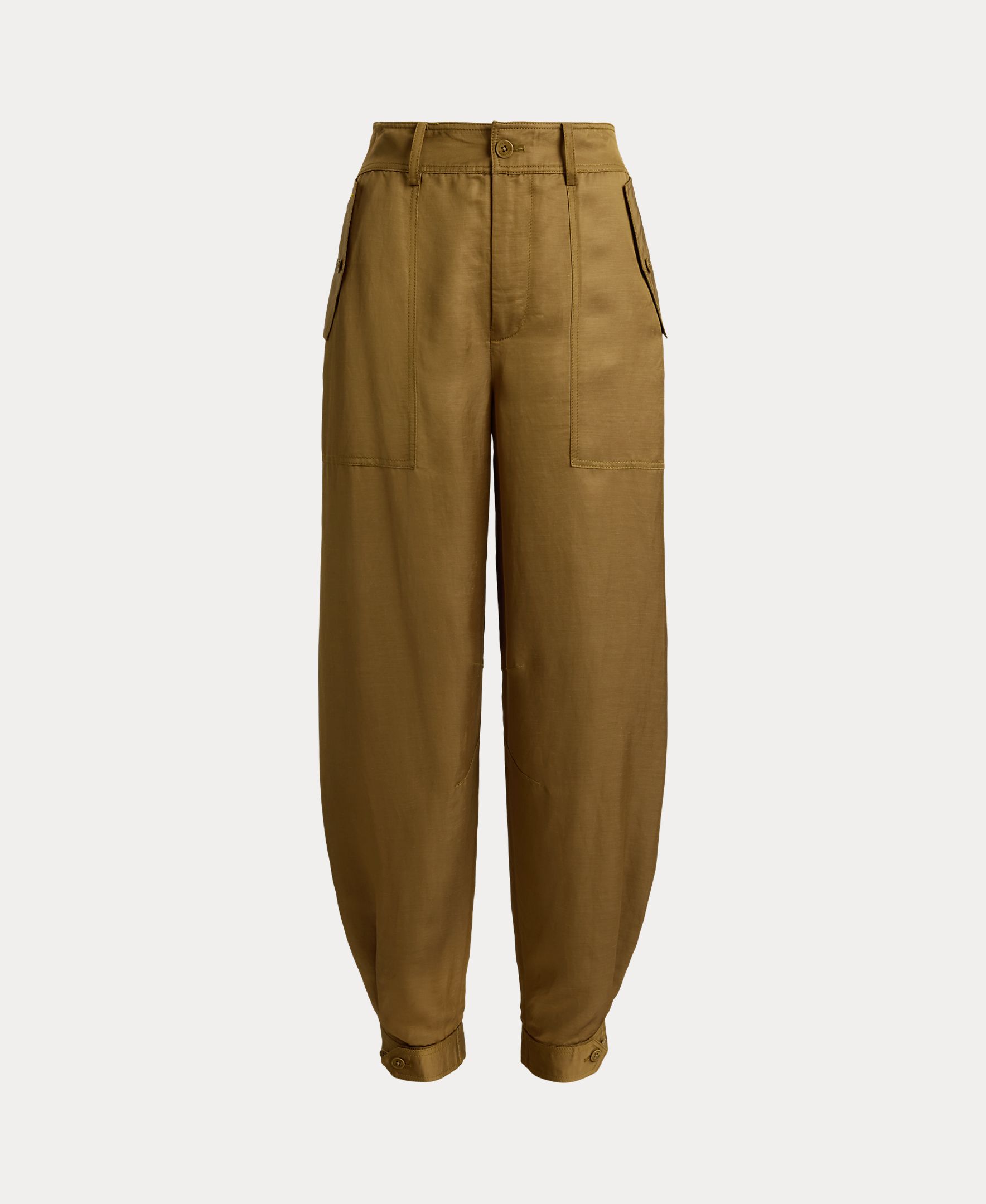 Calças Largas de Estilo Cargo Justas no Tornozelo Camel-6