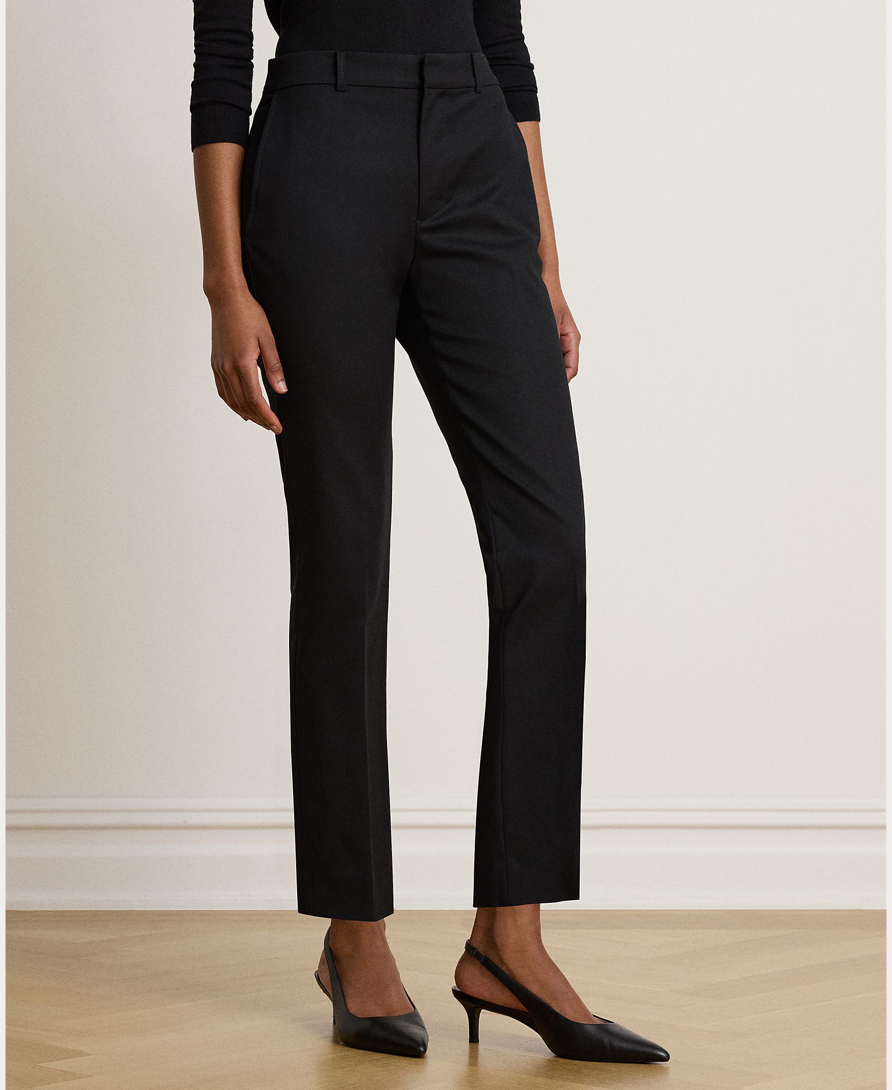 Imagen 2 de Pantalón recto de mujer de sarga Slim Fit - Lauren Ralph Lauren - Negro Negro