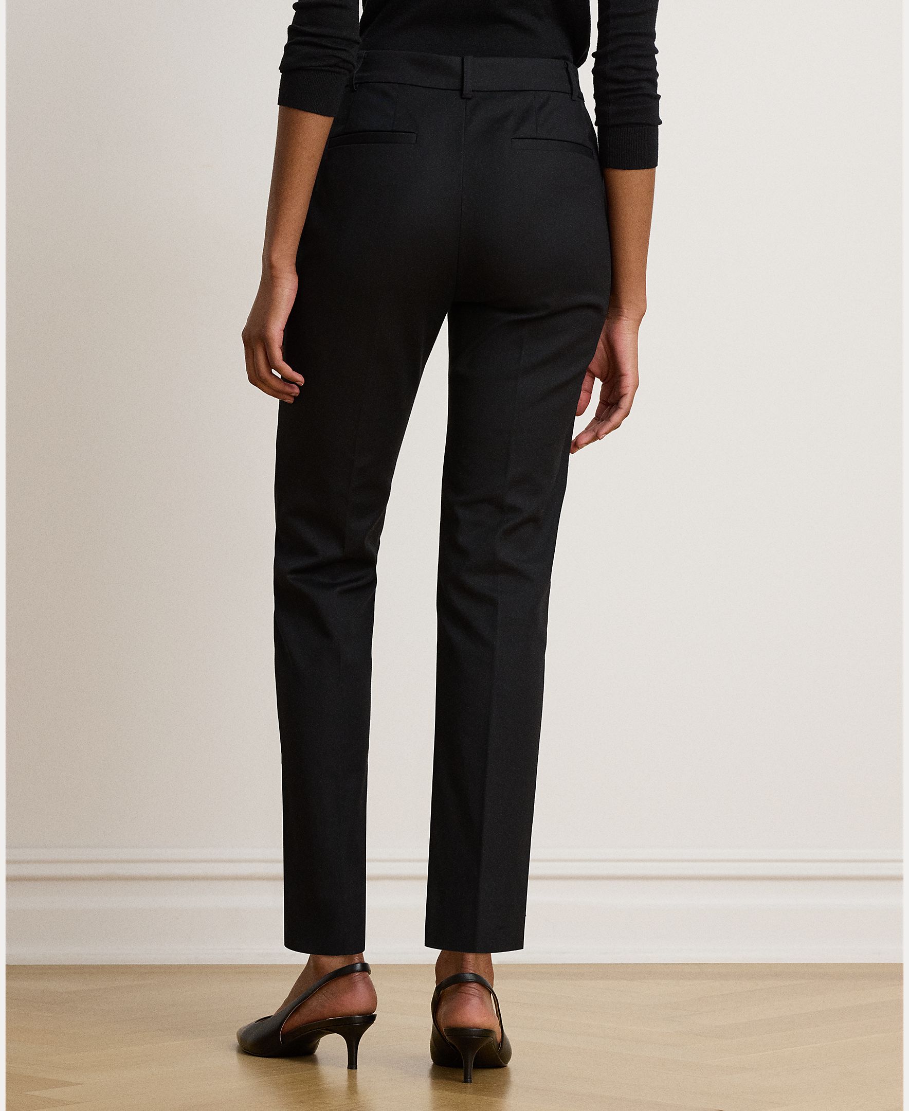 Imagen 3 de Pantalón recto de mujer de sarga Slim Fit - Lauren Ralph Lauren - Negro Negro