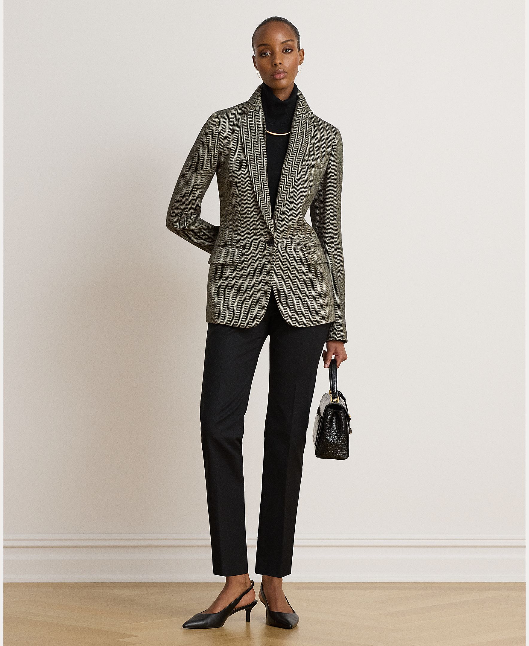 Imagen 5 de Pantalón recto de mujer de sarga Slim Fit - Lauren Ralph Lauren - Negro Negro