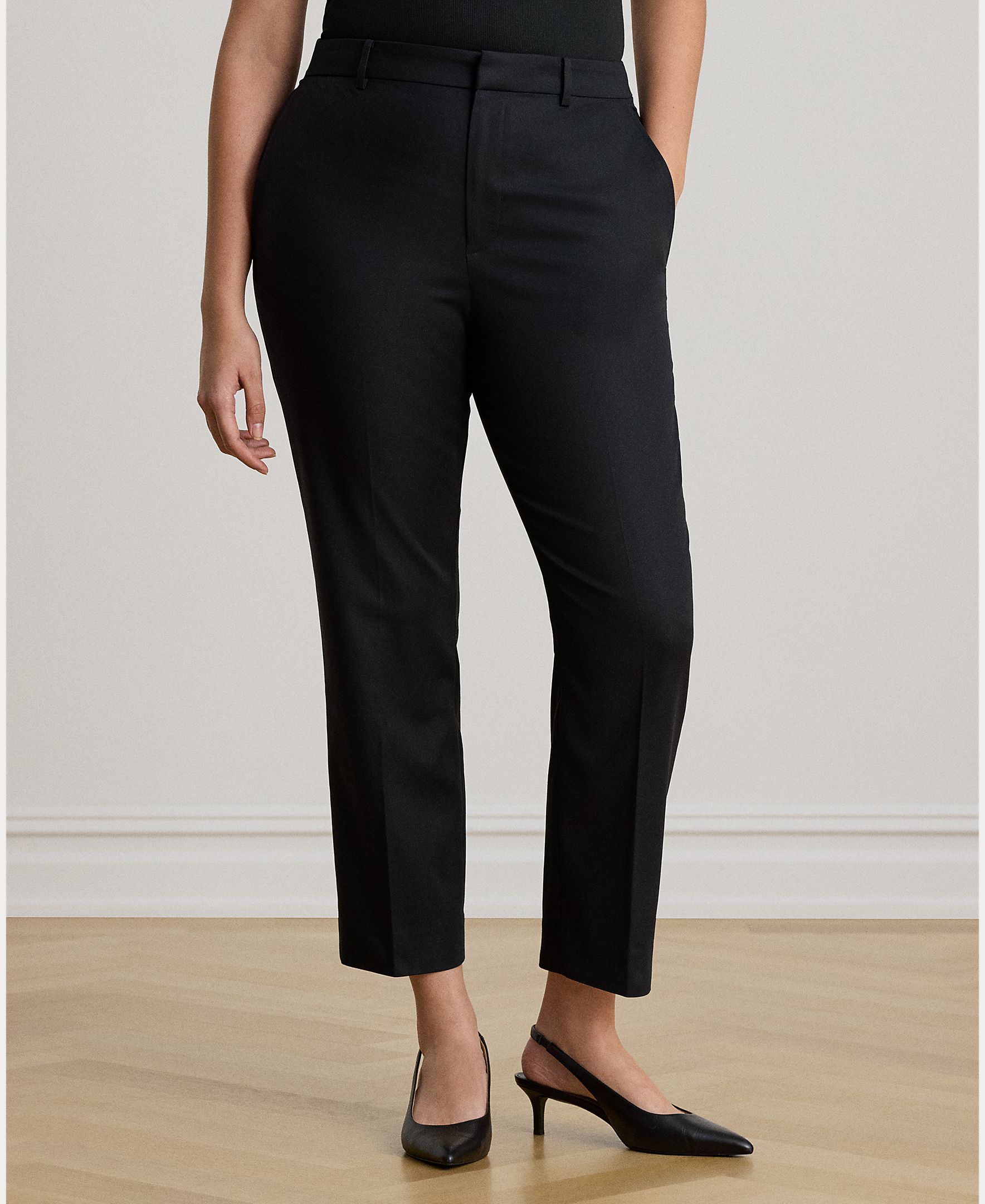 Imagen 7 de Pantalón recto de mujer de sarga Slim Fit - Lauren Ralph Lauren - Negro Negro